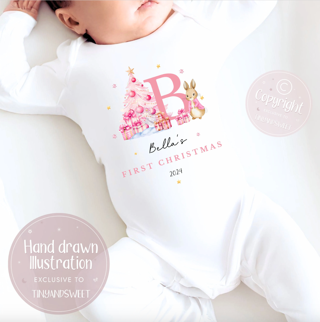Personalised Bunny Initial Sleepsuit