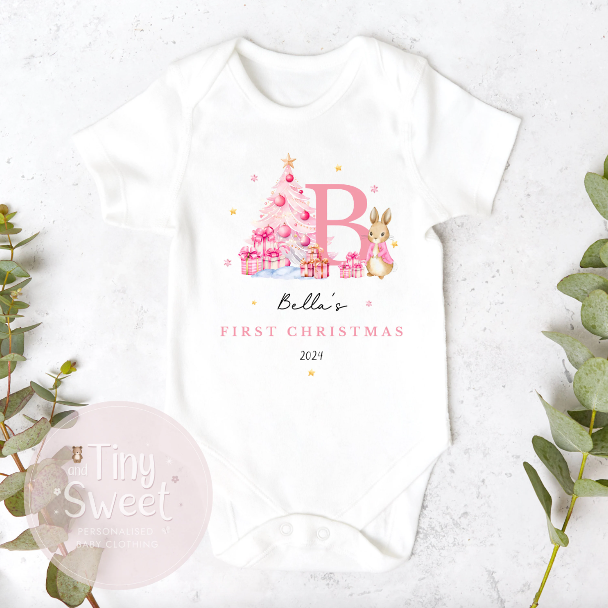 Personalised Bunny Initial Sleepsuit