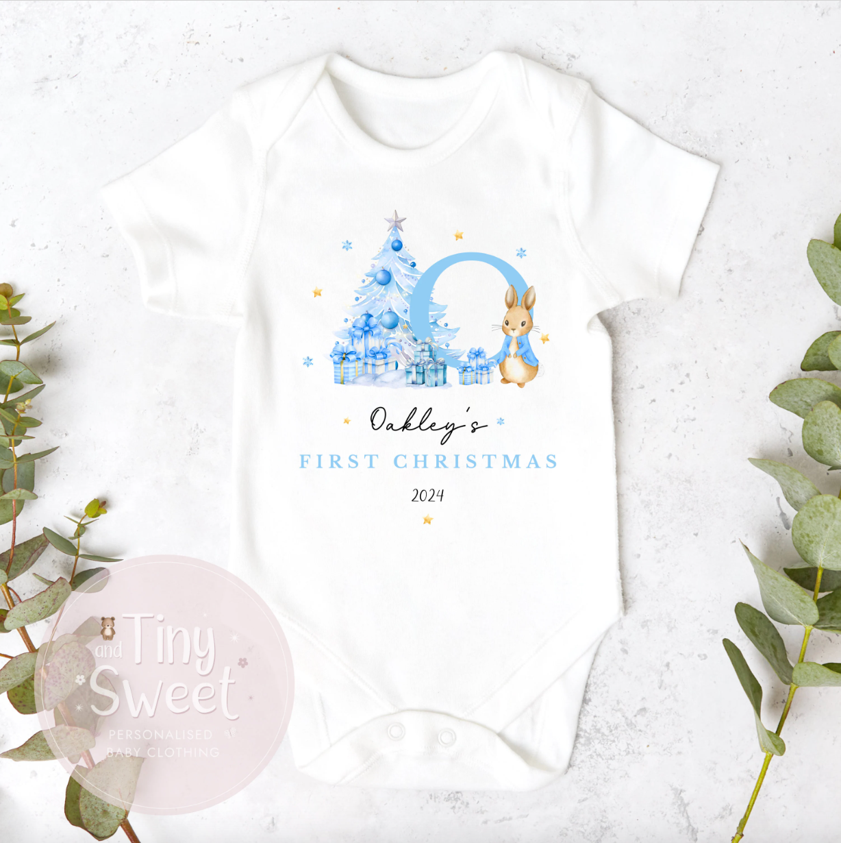 Personalised Bunny Initial Sleepsuit