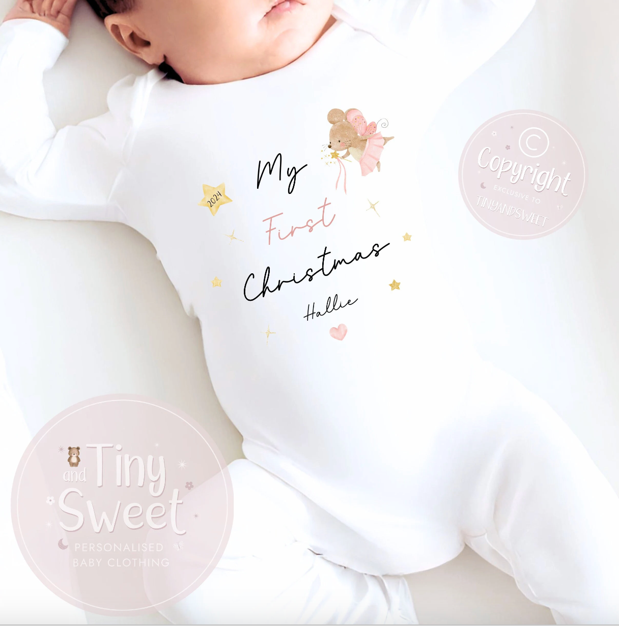 Personalised Fairy Mouse Christmas Sleepsuit