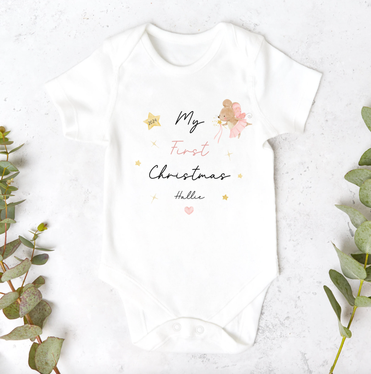 Personalised Fairy Mouse Christmas Sleepsuit