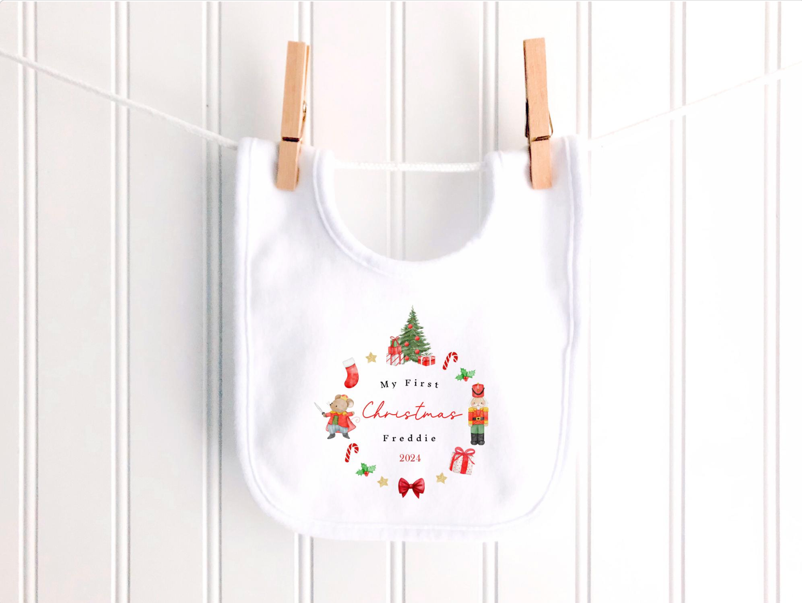 Personalised Classic Wreath Christmas Sleepsuit