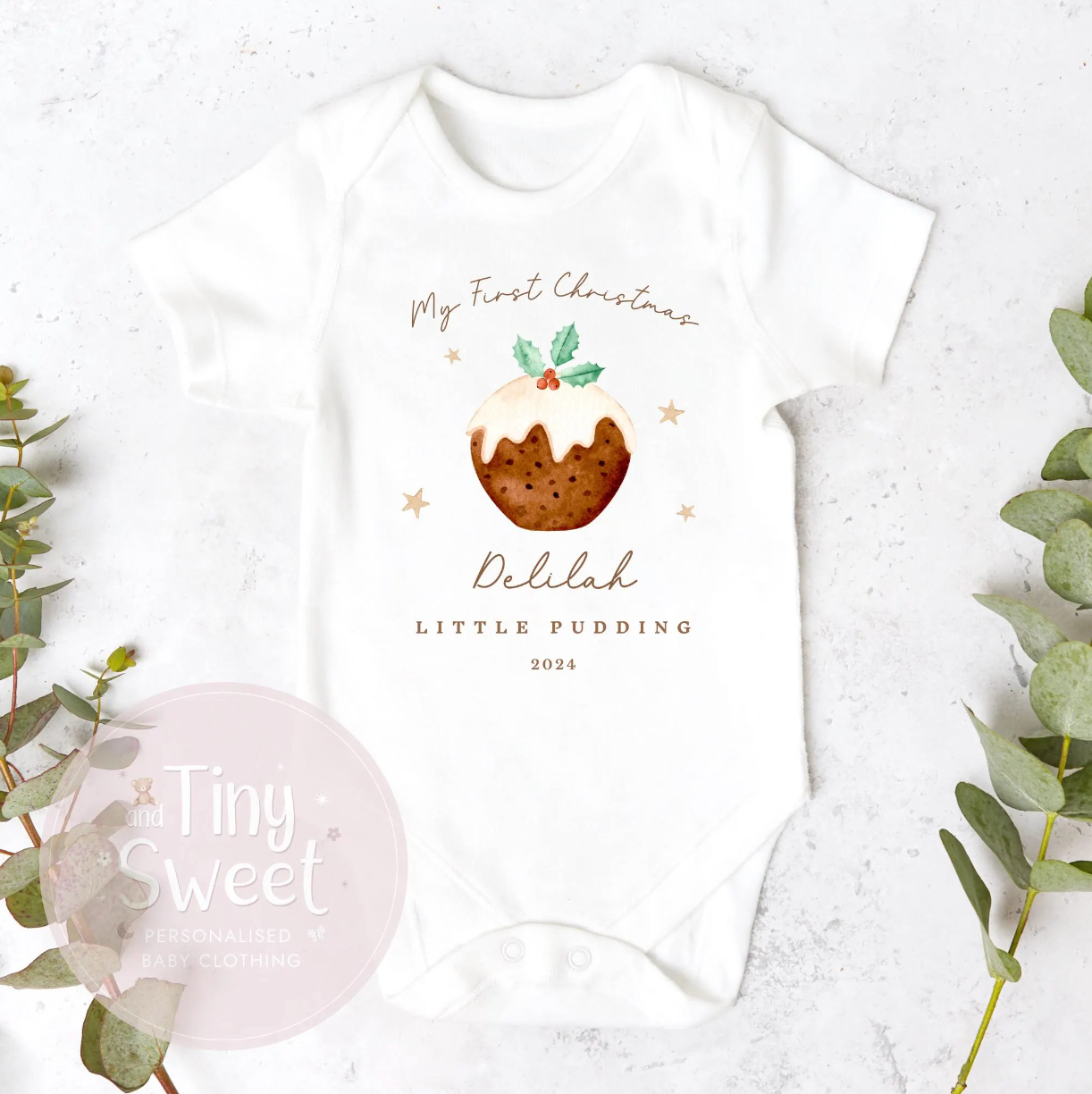 Personalised Christmas Pudding Sleepsuit