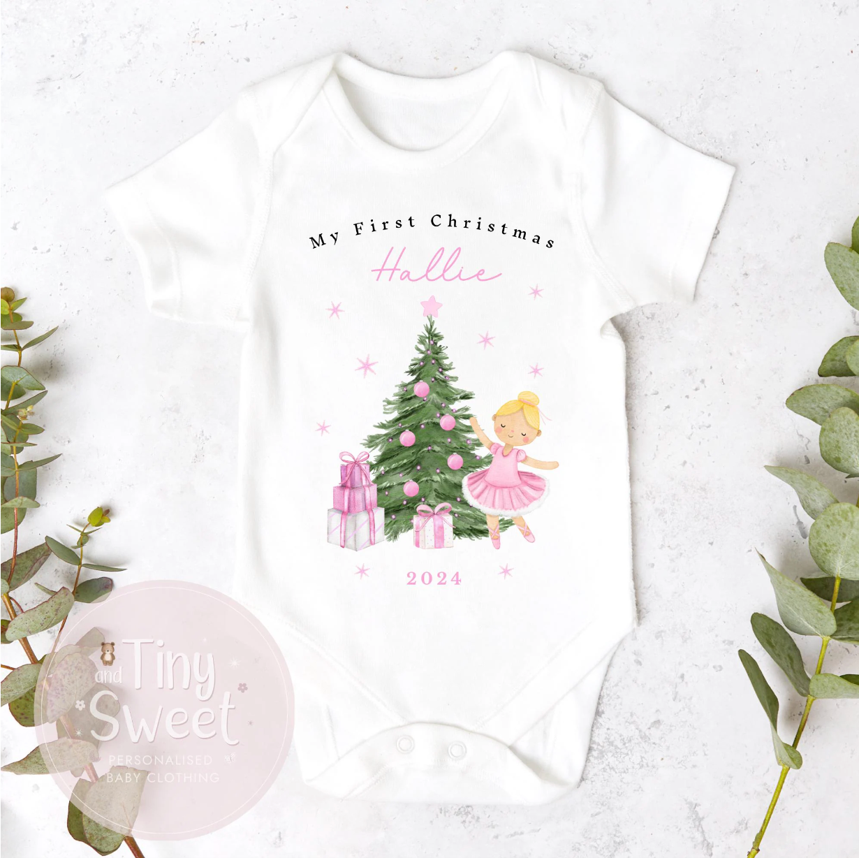 Personalised Christmas Ballerina Sleepsuit