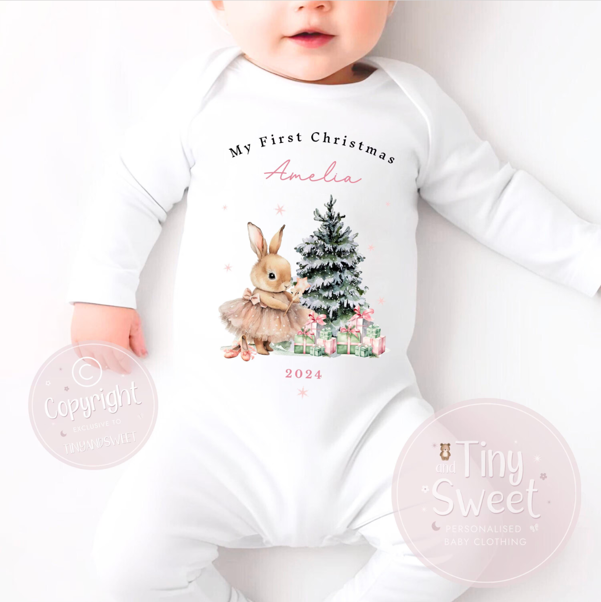 Personalised Christmas Bunny Fairy Sleepsuit