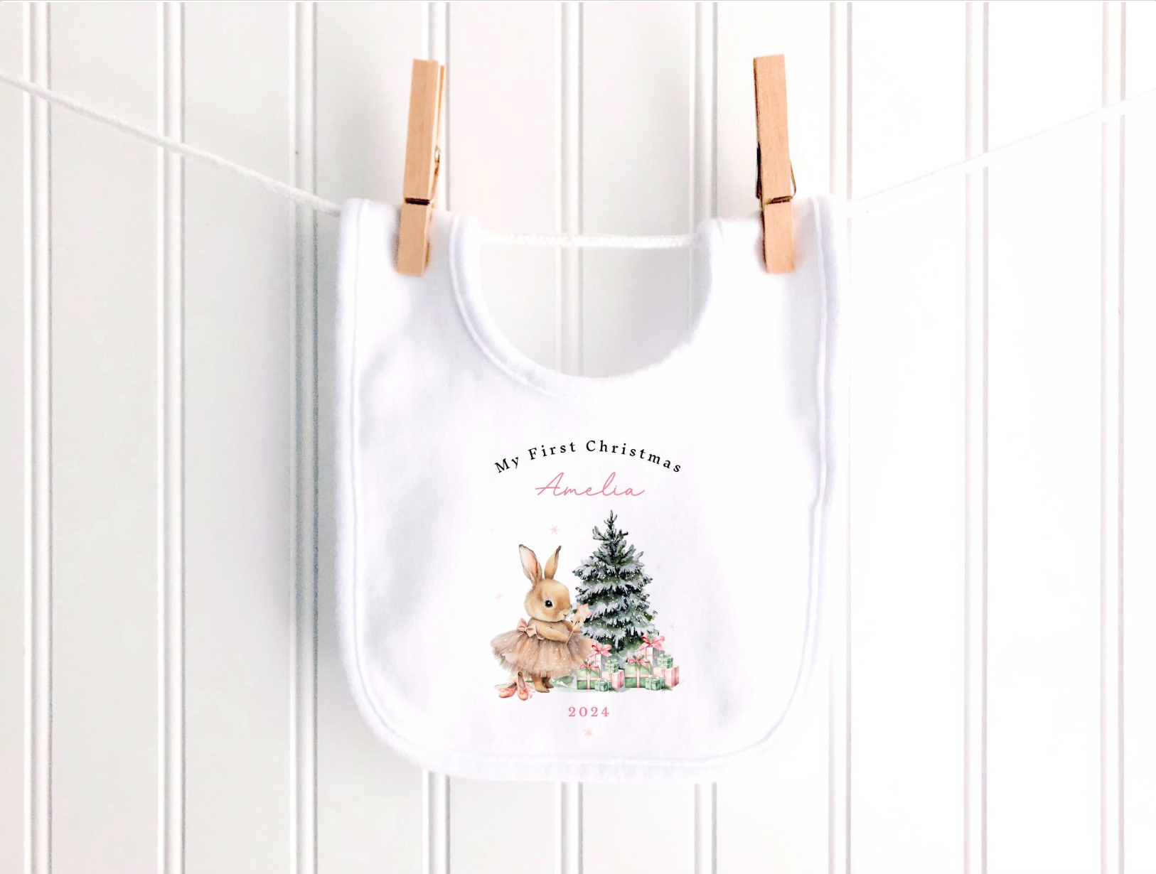 Personalised Christmas Bunny Fairy Sleepsuit