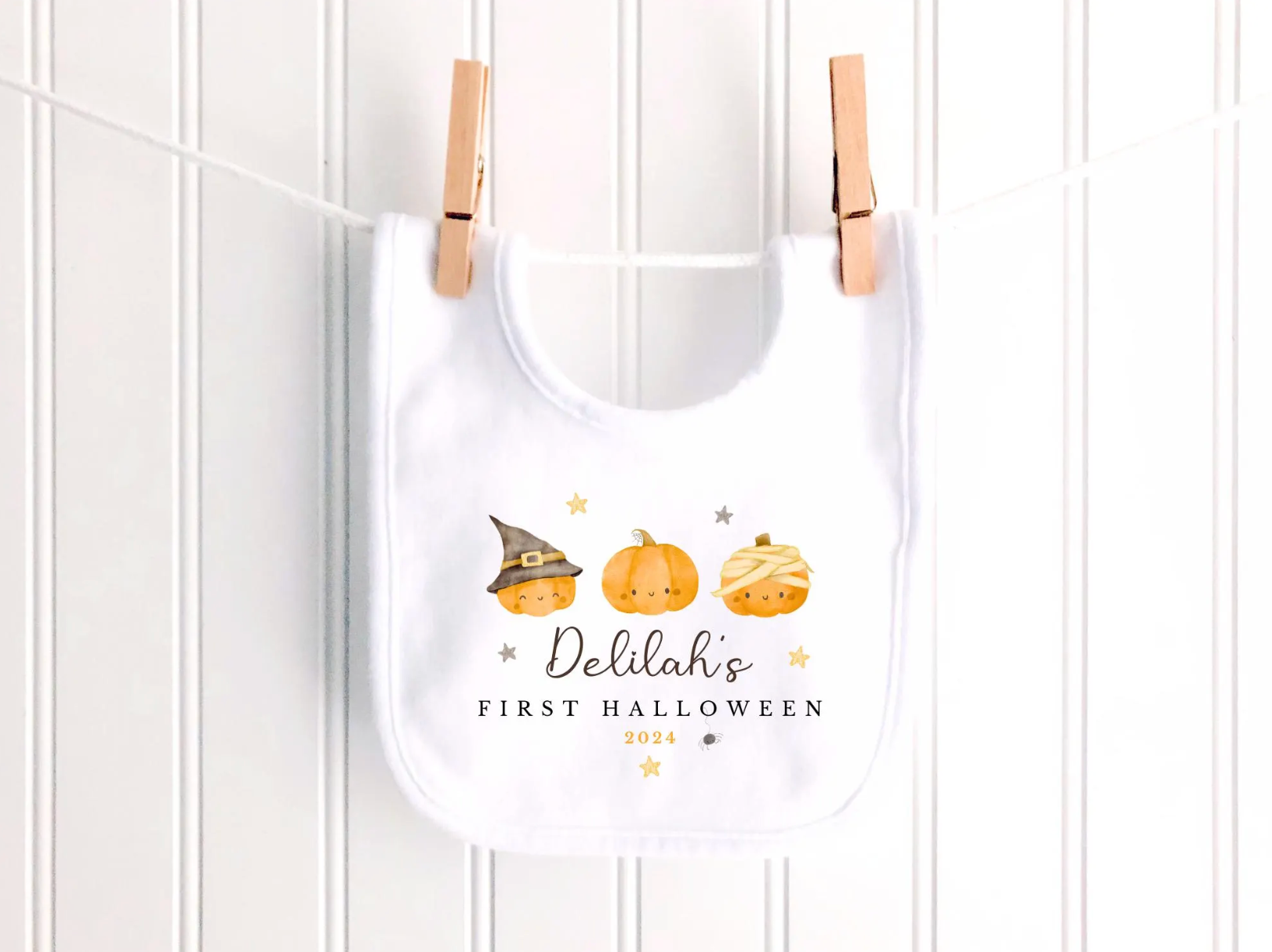 Three Pumpkins First Halloween Personalised Sleepsuit