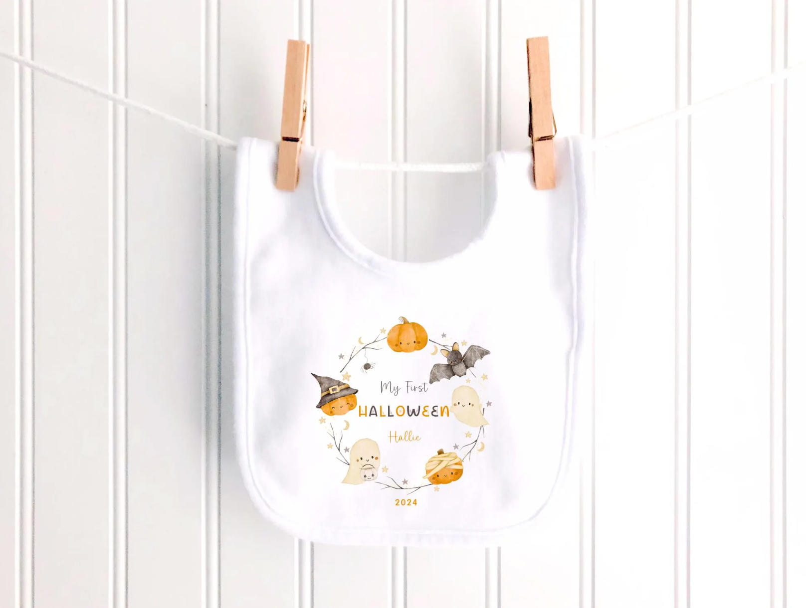 Autumn Wreath Halloween Personalised Sleepsuit
