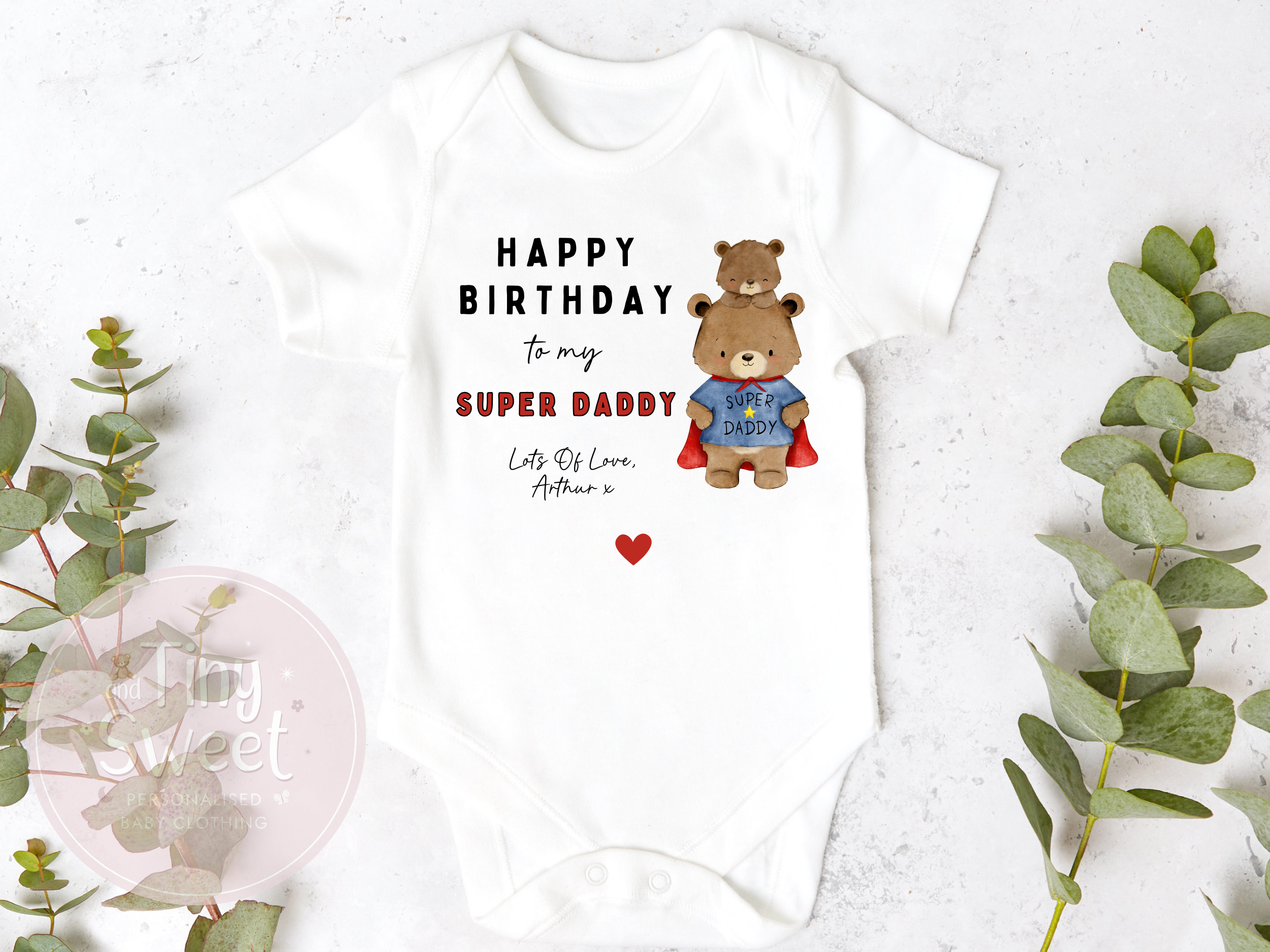 Happy Birthday To My Super Daddy Personalised Sleepsuit/Babygrow