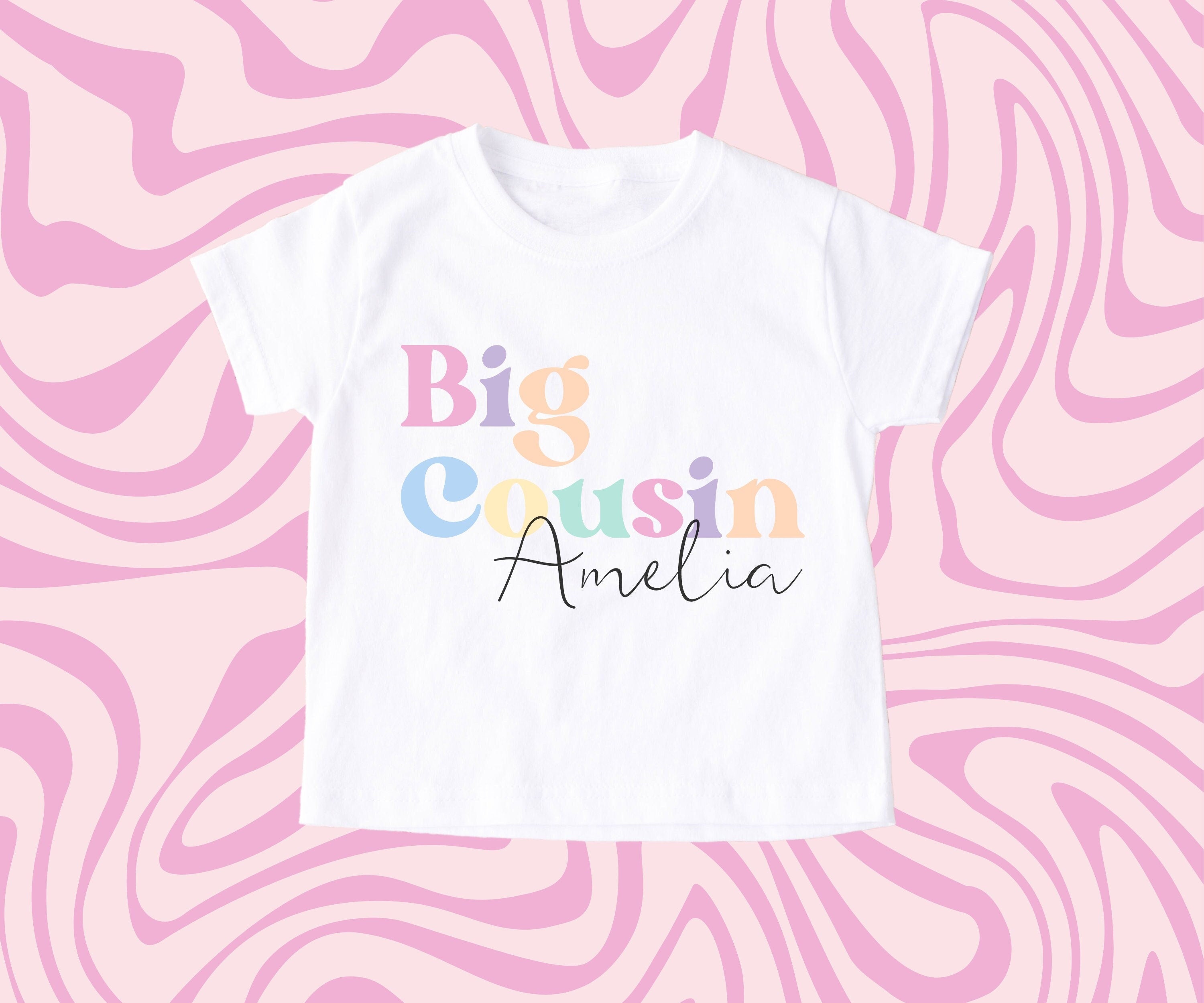 Pastel Big Cousin T Shirt, Pastel Retro T-Shirt, Cute Big Cousin, Pregnancy Announcement, Kids, Little Cousin T Shirt, New Cousin Gift