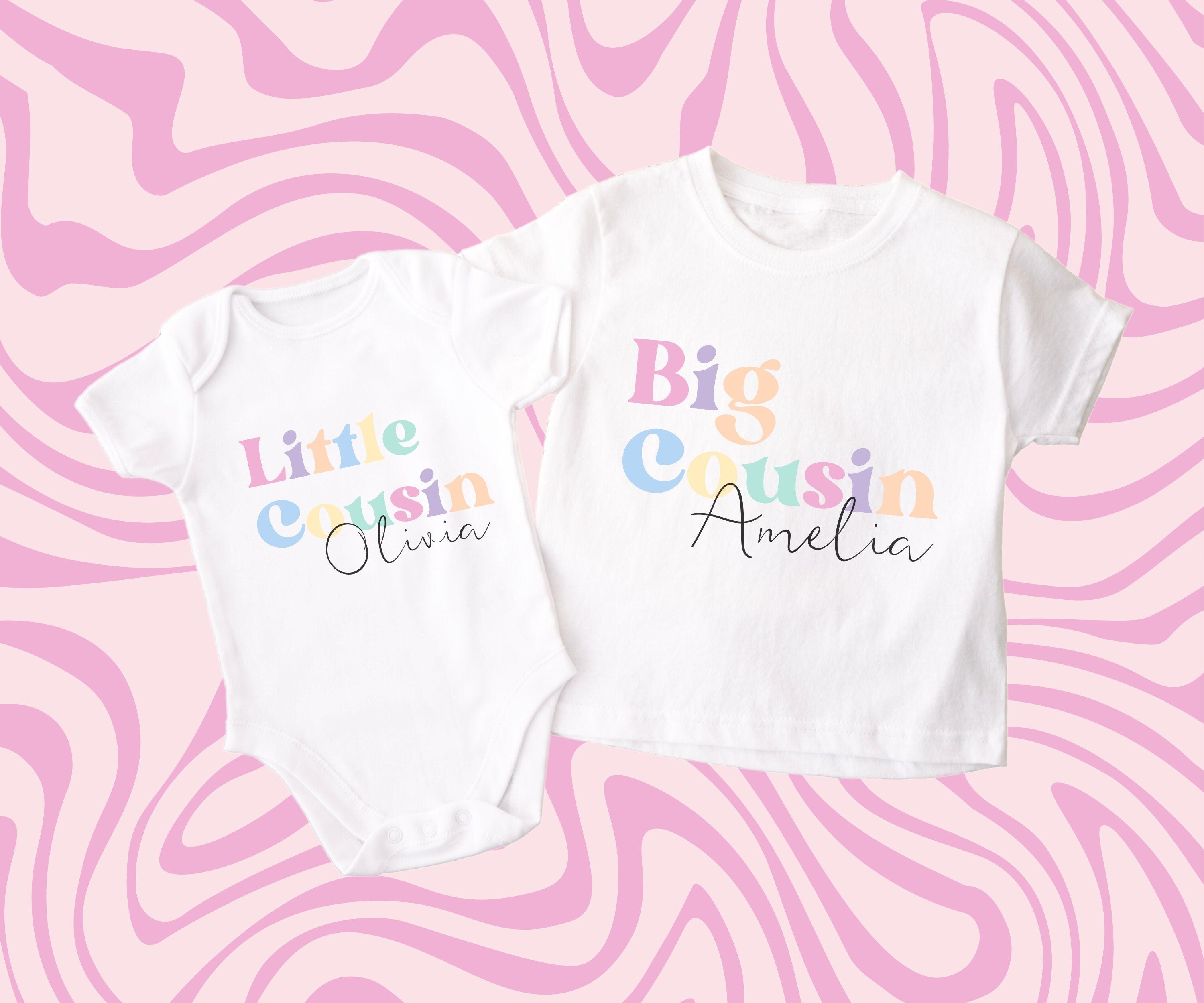 Pastel Big Cousin T Shirt, Pastel Retro T-Shirt, Cute Big Cousin, Pregnancy Announcement, Kids, Little Cousin T Shirt, New Cousin Gift