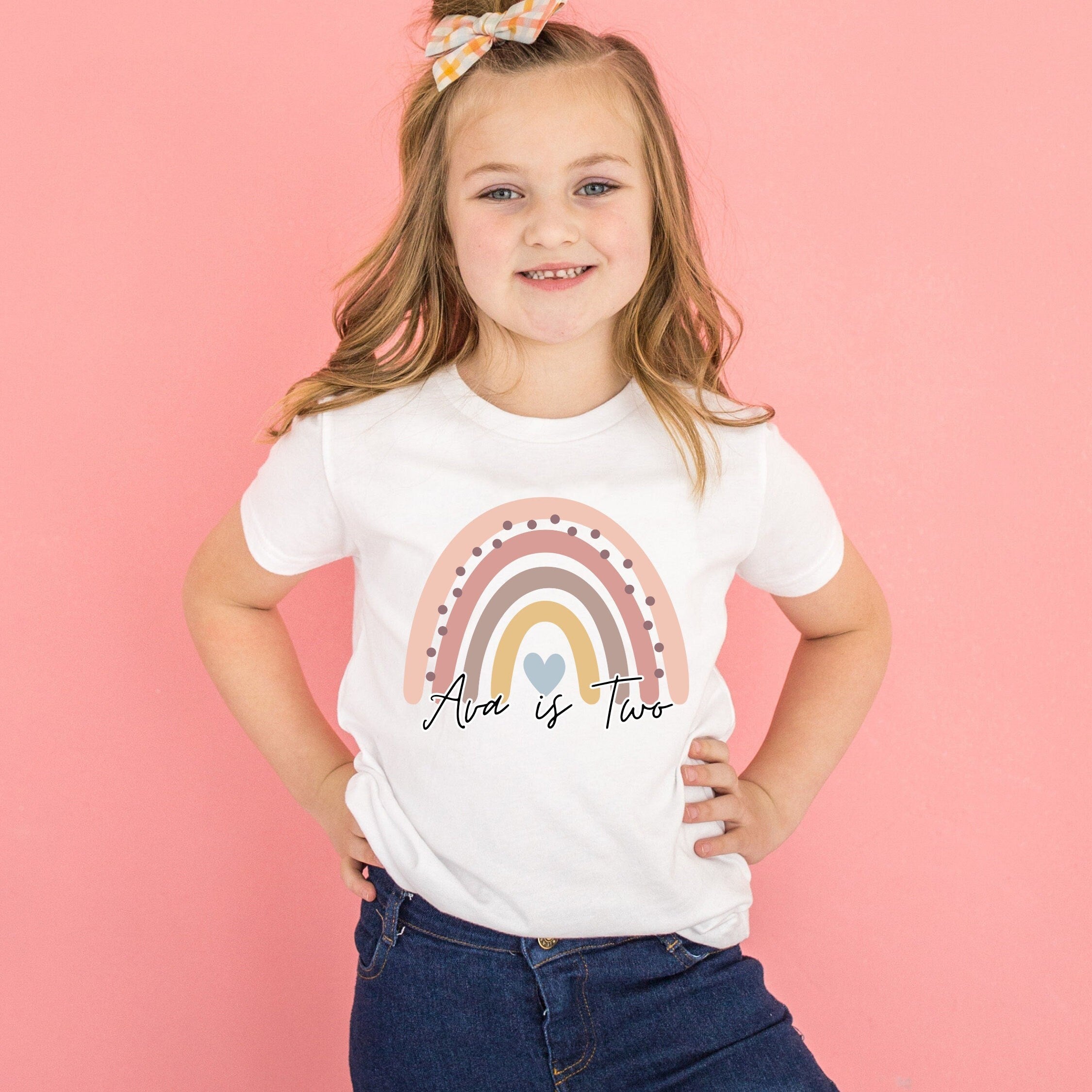 Kids Birthday Rainbow T-shirt, Any Name Any Age, 1st Birthday T Shirt, 2nd Birthday T Shirt, Girls Birthday, Birthday Keepsake T Shirt