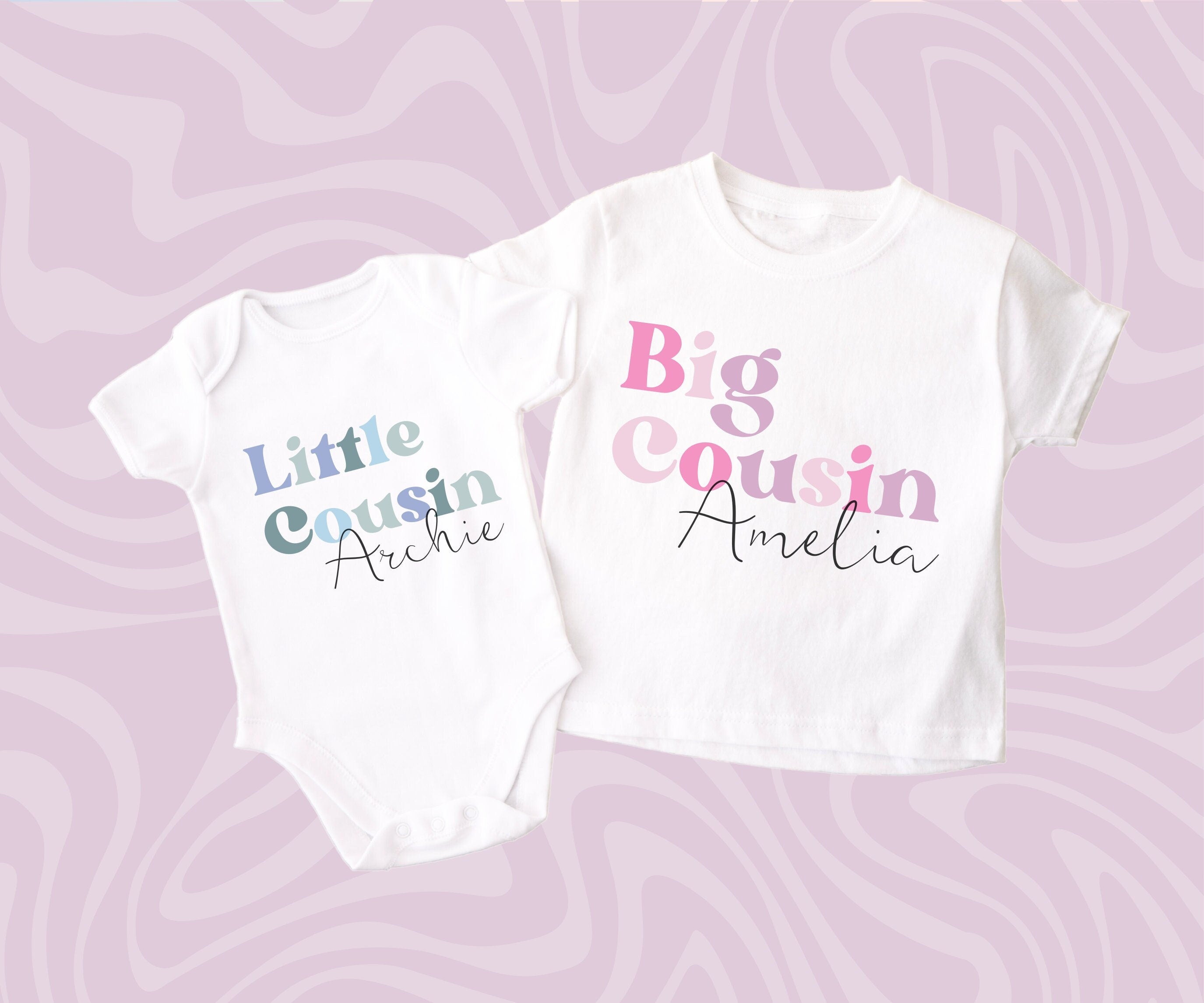Pastel Big Cousin T Shirt, Pastel Retro T-Shirt, Cute Big Cousin, Pregnancy Announcement, Kids, Little Cousin T Shirt, New Cousin Gift