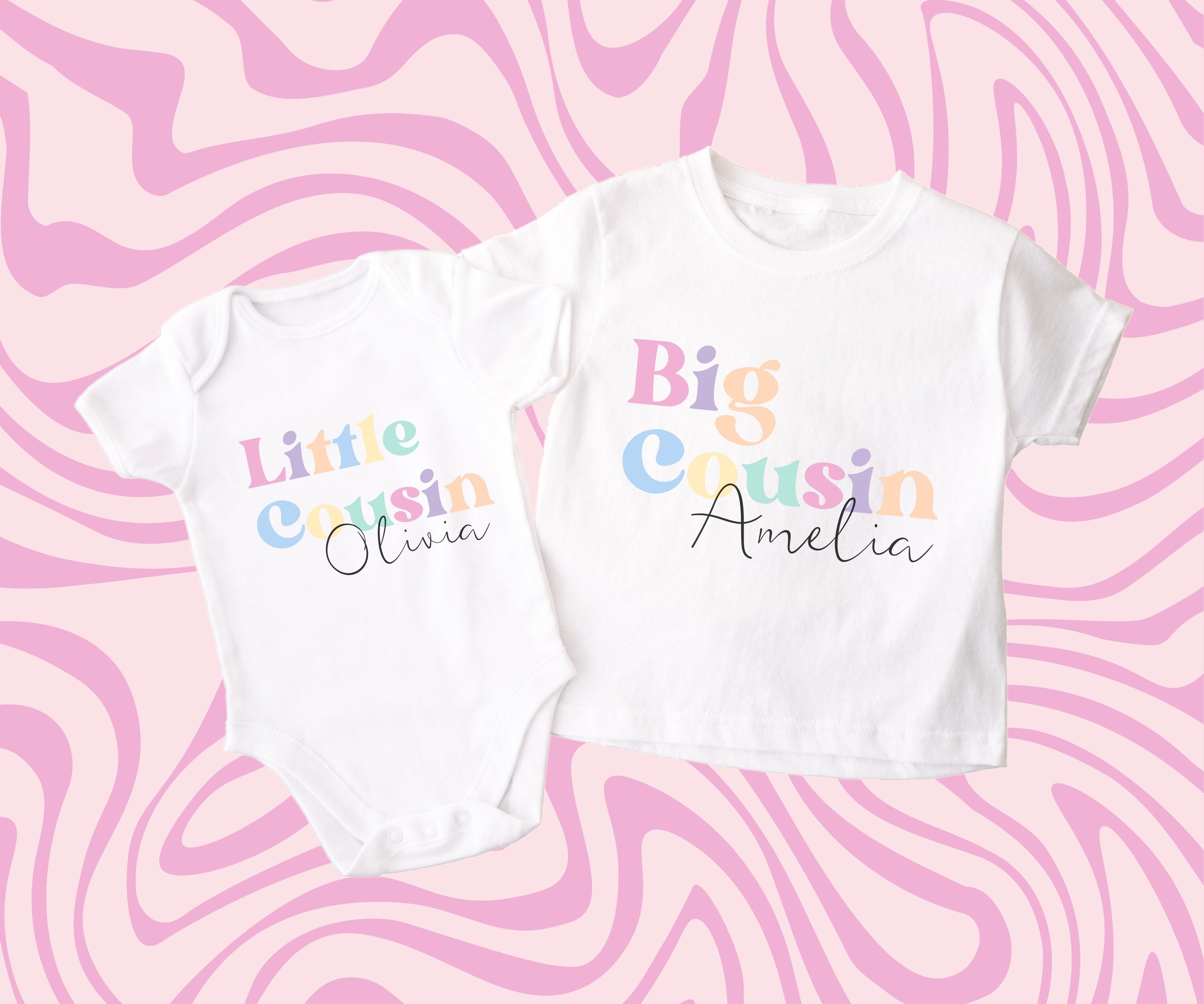 Pastel Big Cousin T Shirt, Pastel Retro T-Shirt, Cute Big Cousin, Pregnancy Announcement, Kids, Little Cousin T Shirt, New Cousin Gift