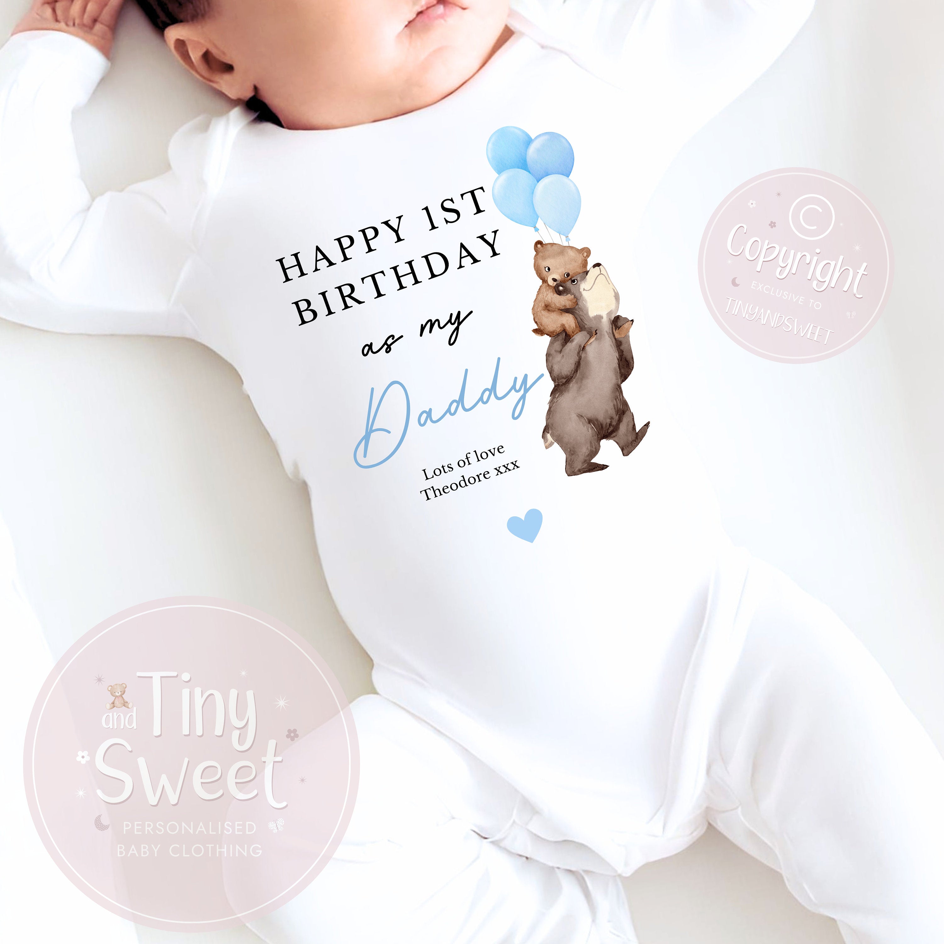 Happy Birthday Daddy, 1st Birthday as My Daddy, New Dad Gift, Dad Birthday, Daddy Birthday, Sleepsuit Babygrow Bodysuit Dad Birthday