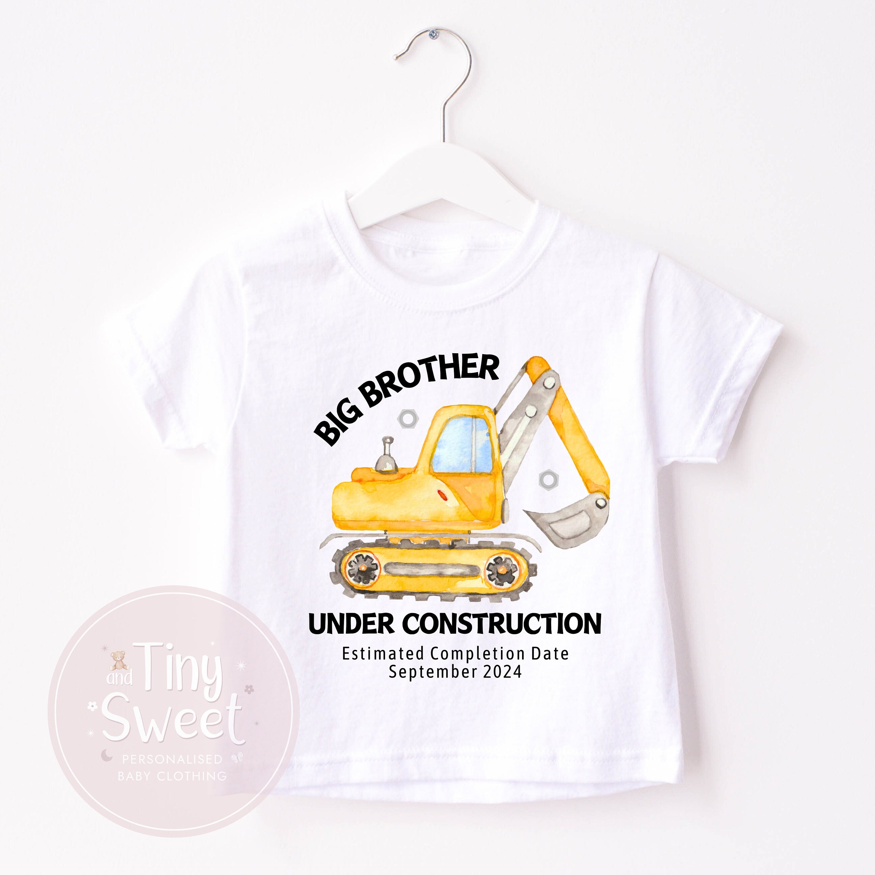 Adorable Big Brother Excavator T-Shirt: Cute Pregnancy Announcement & Sibling Gift for Toddler Construction Fans