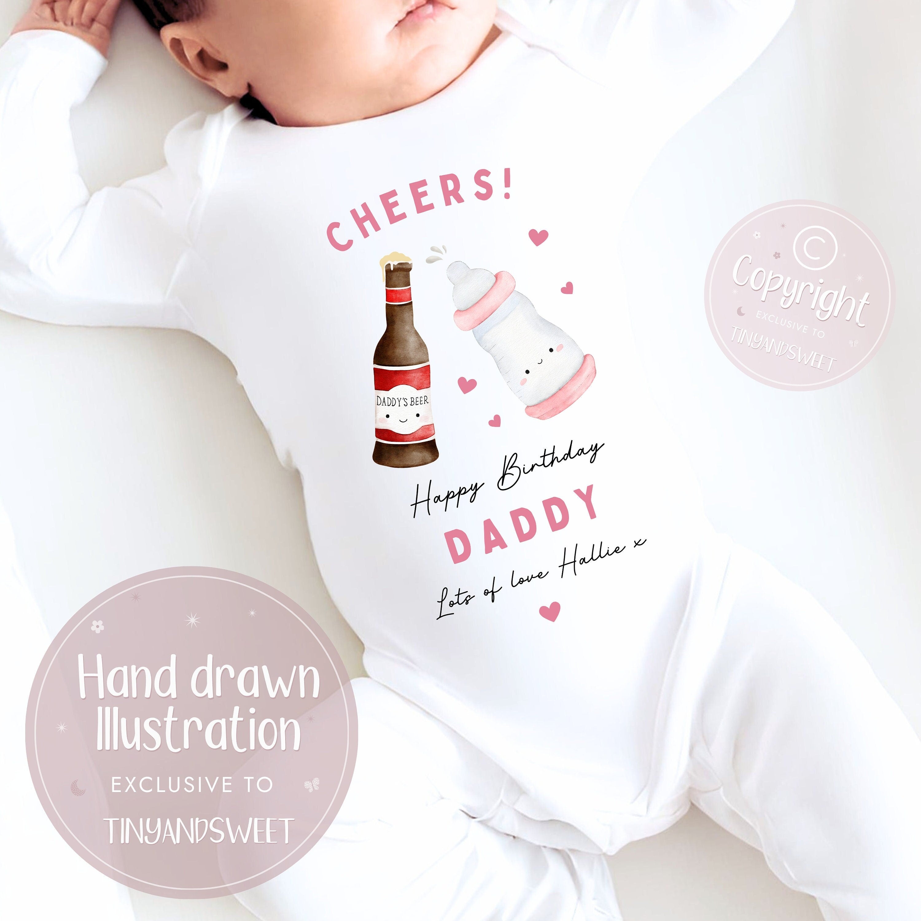 Happy Birthday Daddy, 1st Birthday as My Daddy, Cheers, New Dad Gift, Dad Birthday, Daddy Birthday, Sleepsuit Babygrow Bodysuit Dad Birthday