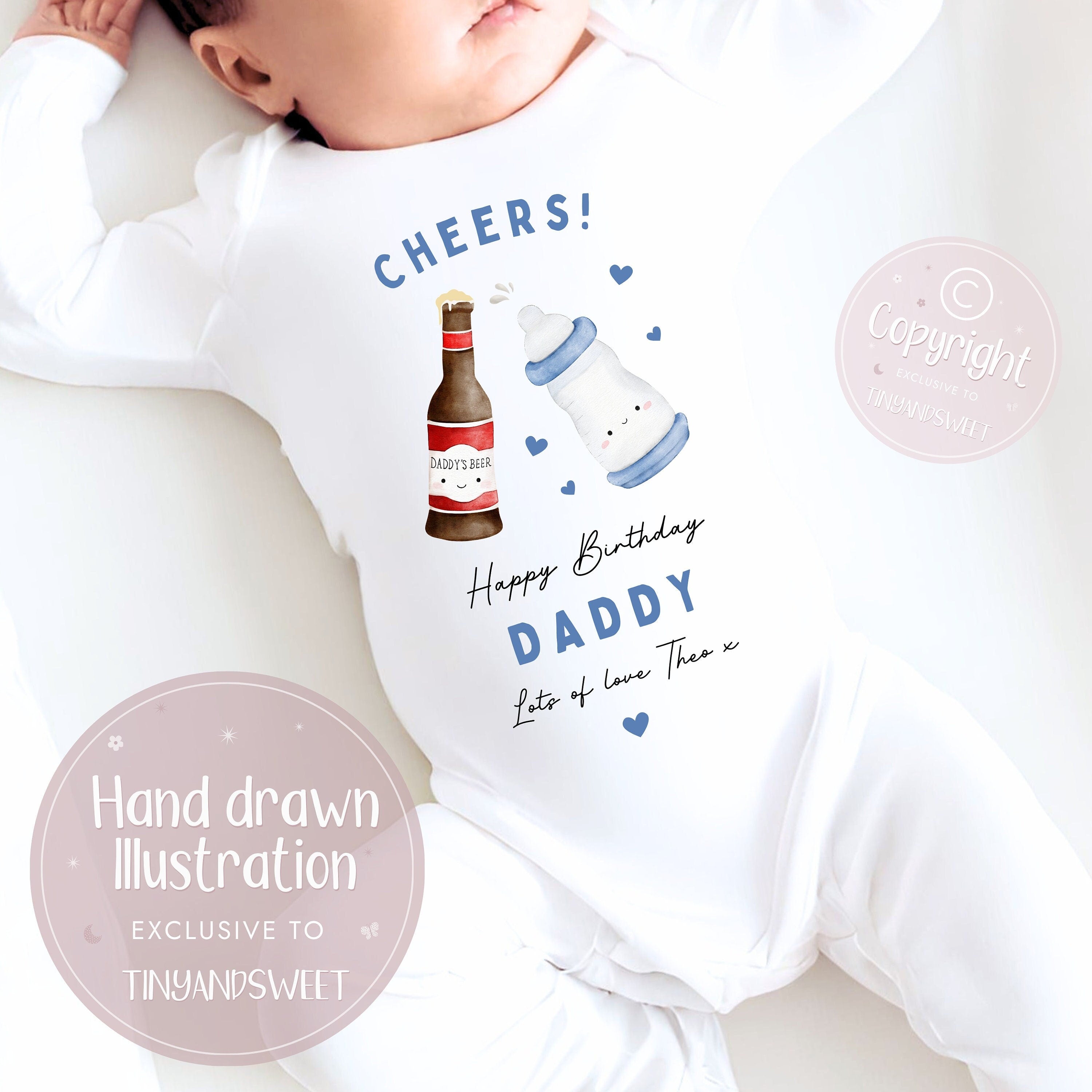 Happy Birthday Daddy, 1st Birthday as My Daddy, Cheers, New Dad Gift, Dad Birthday, Daddy Birthday, Sleepsuit Babygrow Bodysuit Dad Birthday