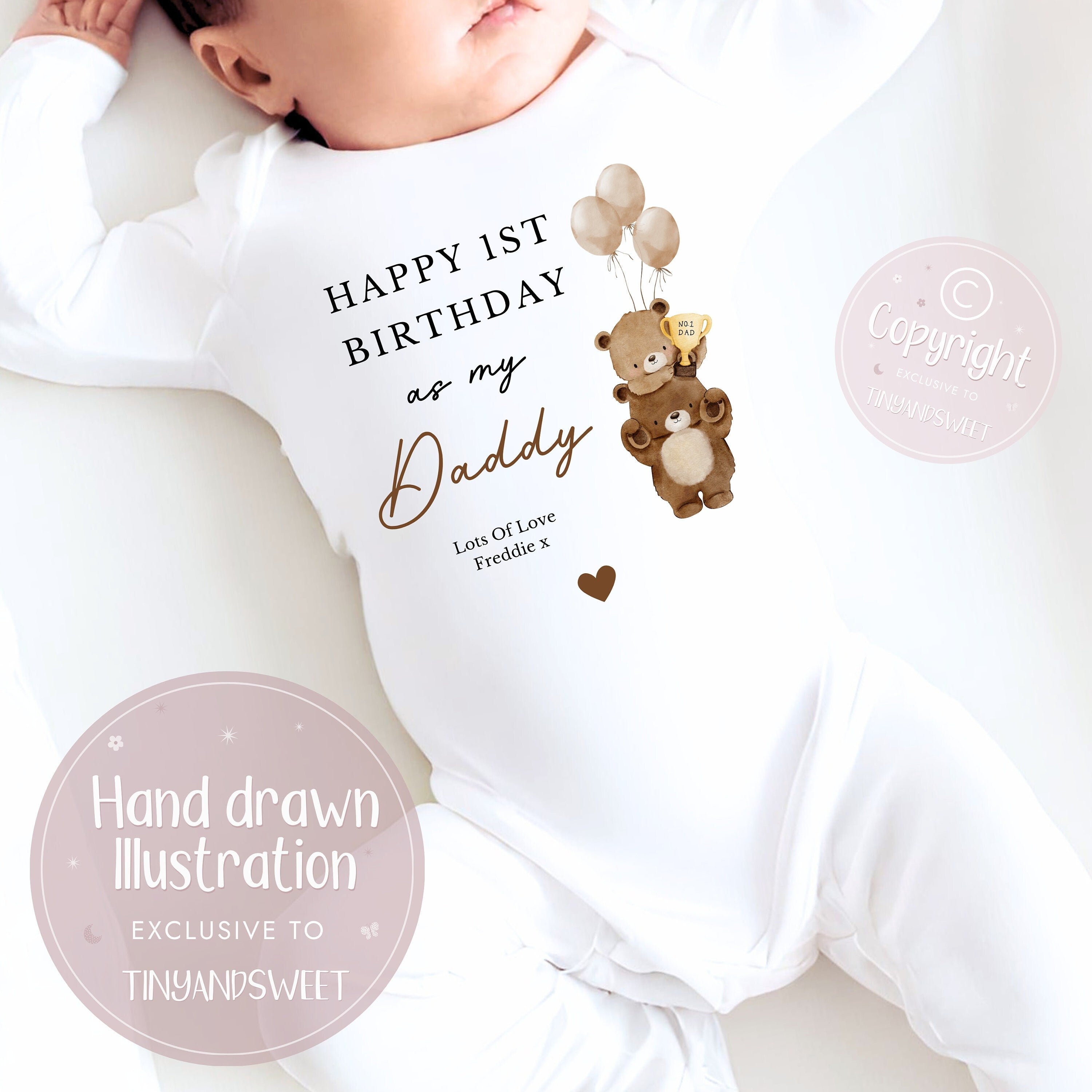 Happy Birthday Daddy, 1st Birthday as My Daddy, New Dad Gift, Dad Birthday, Daddy Birthday, Sleepsuit Babygrow Bodysuit Dad Birthday