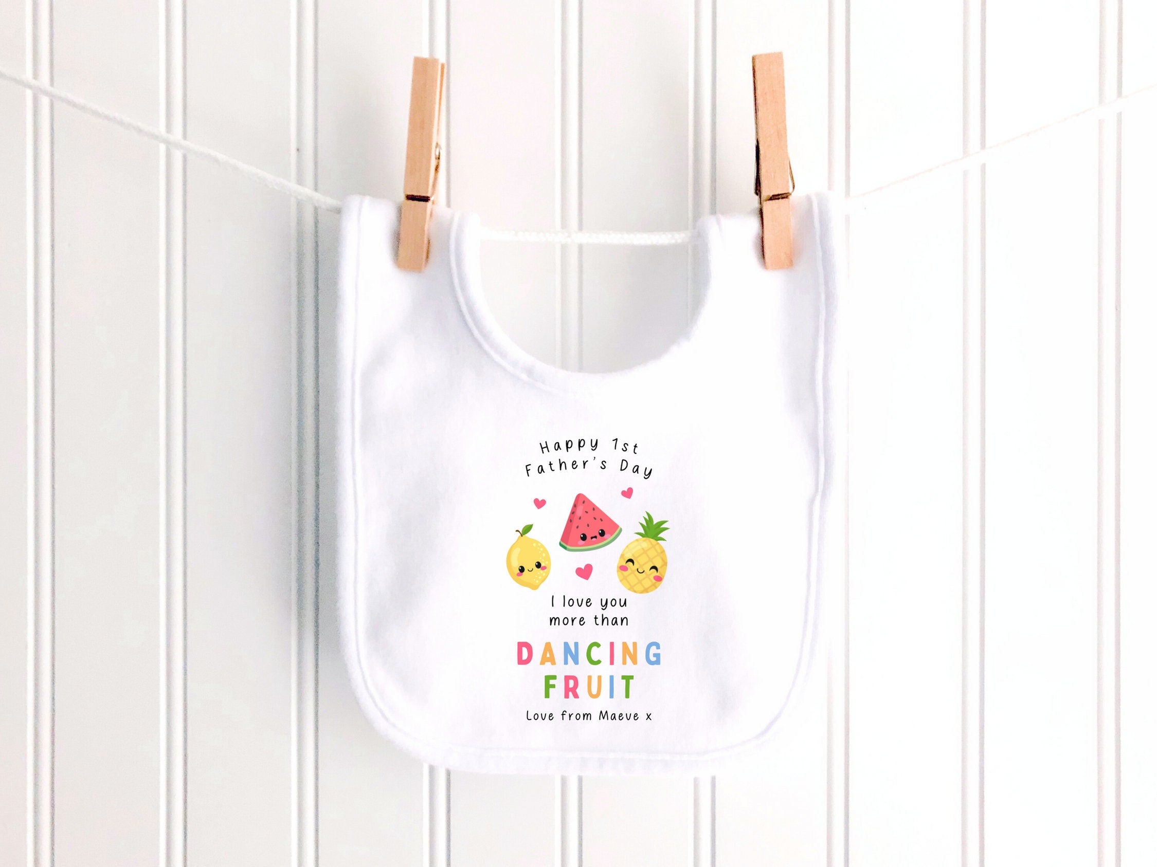 Fathers Day I Love You More Than Dancing Fruit Personalised Sleepsuit/Babygrow