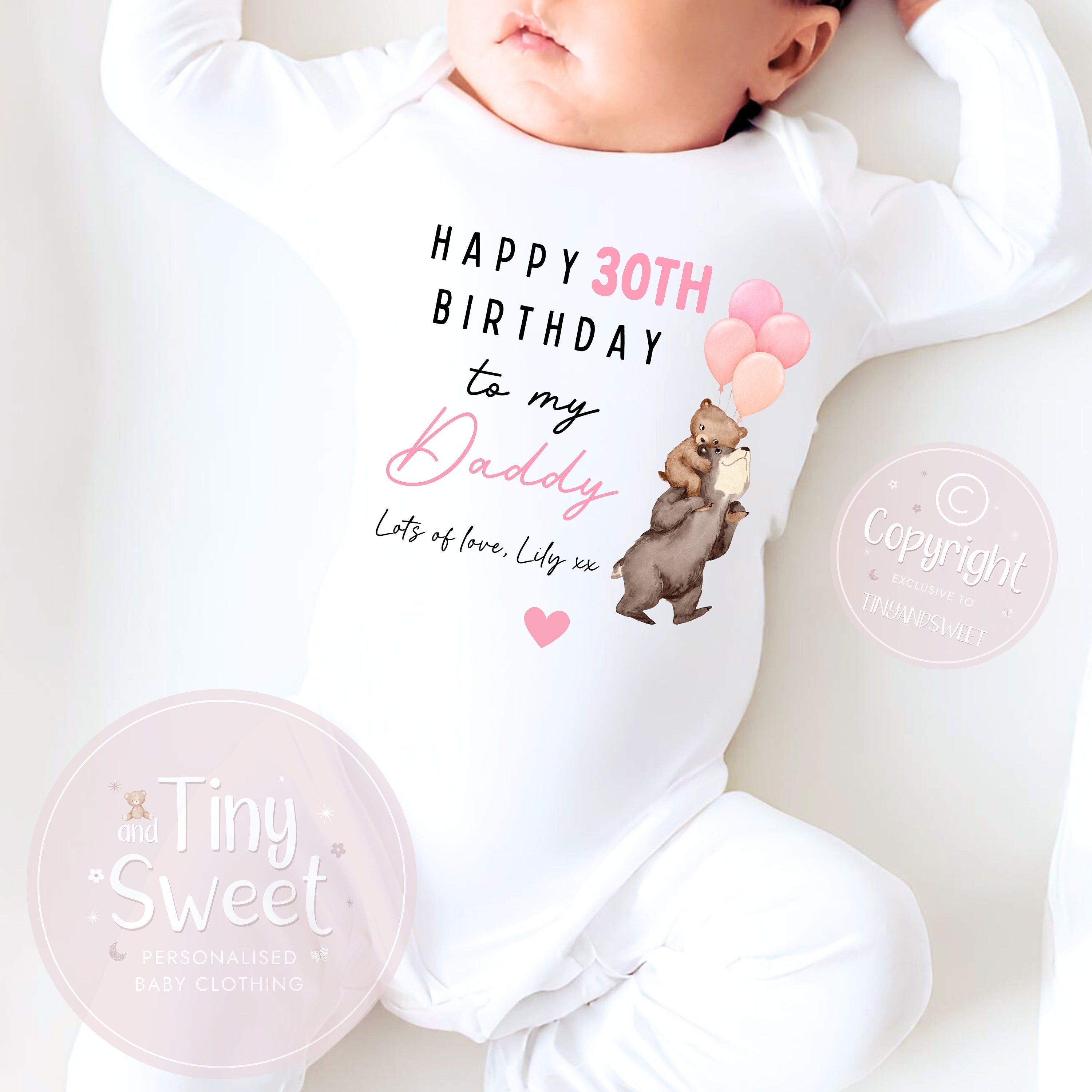 Happy 30th Birthday Daddy, 30th Birthday, My Daddy, New Dad Gift, 30th Dad Birthday, Daddy Birthday, Sleepsuit Babygrow Bodysuit Dad