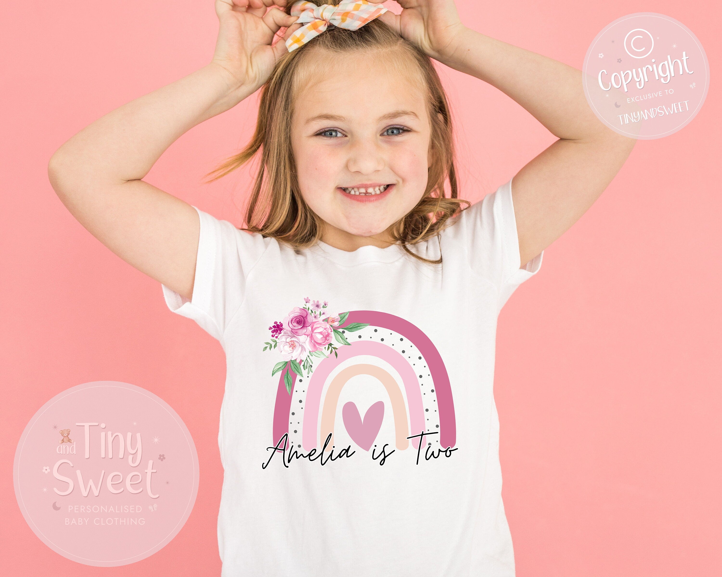 Kids Birthday Rainbow T-shirt, Any Name Any Age, 1st Birthday T Shirt, 2nd Birthday T Shirt, Girls Birthday, Birthday Keepsake T Shirt