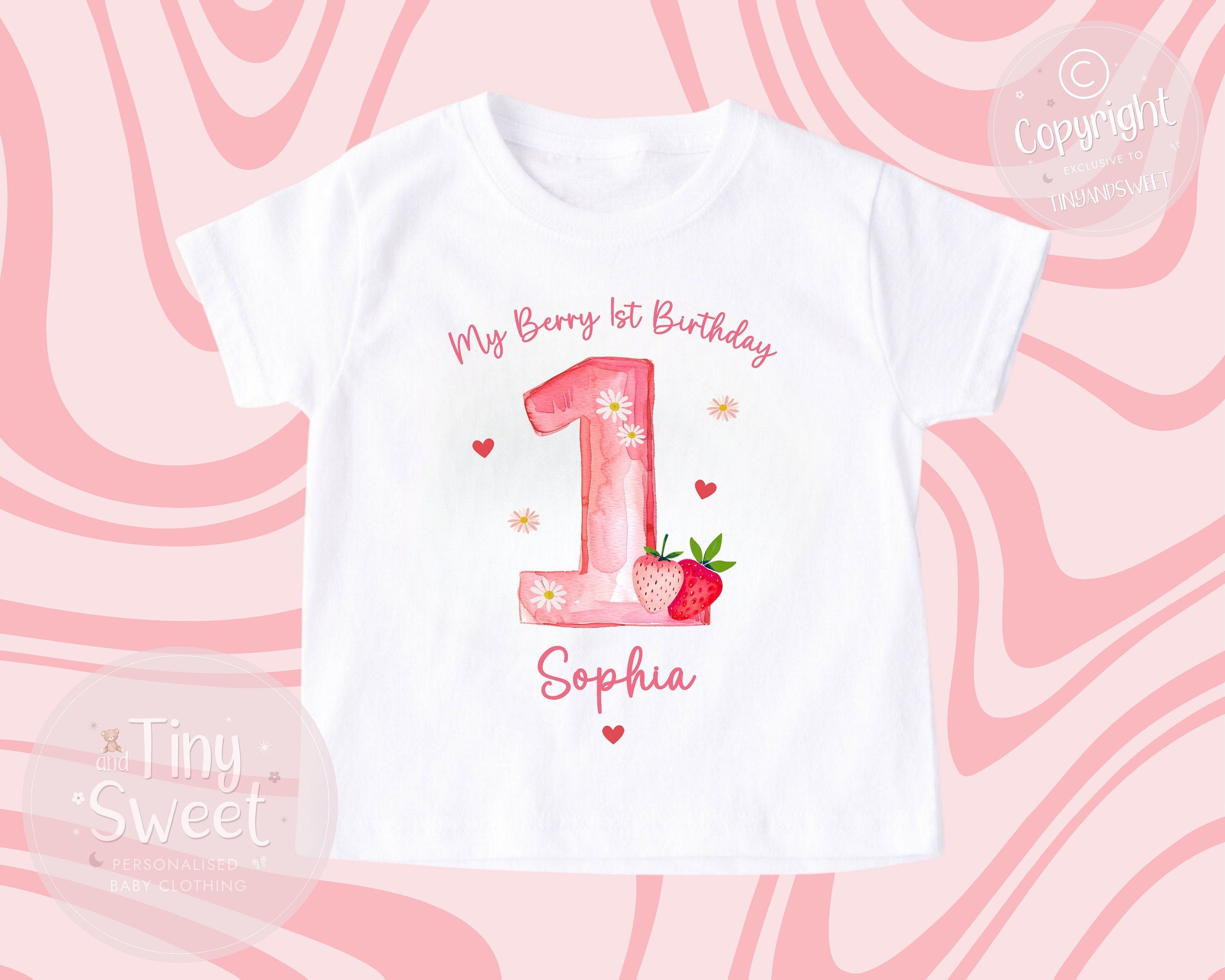 Personalised First Birthday T-shirt, 1st Birthday T Shirt, Strawberry 1st Birthday T Shirt,, 1st Birthday, First Birthday