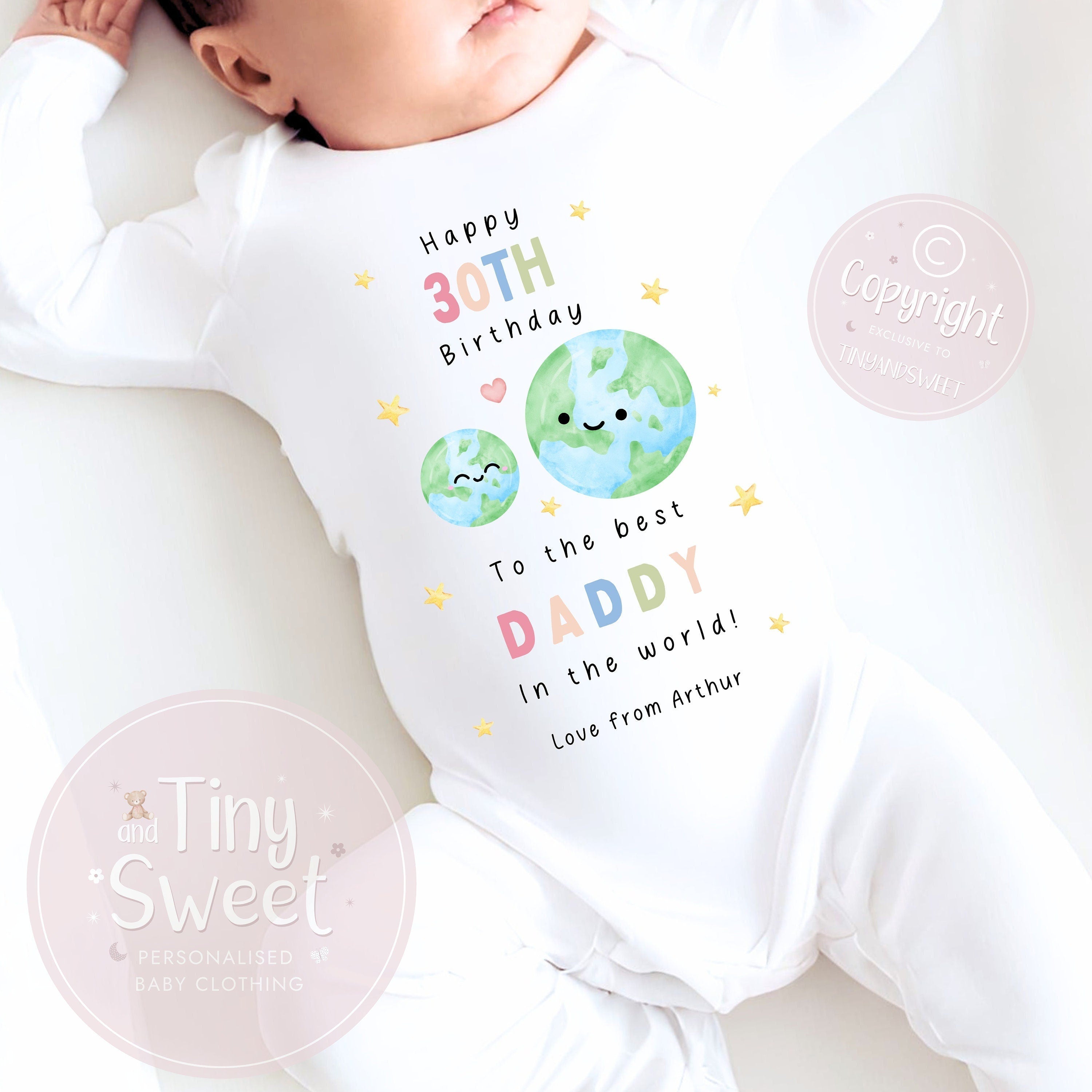 Happy 30th Birthday Daddy, 1st Birthday as My Daddy, New Dad Gift, 30th Dad Birthday, Daddy Birthday, Sleepsuit Babygrow Bodysuit