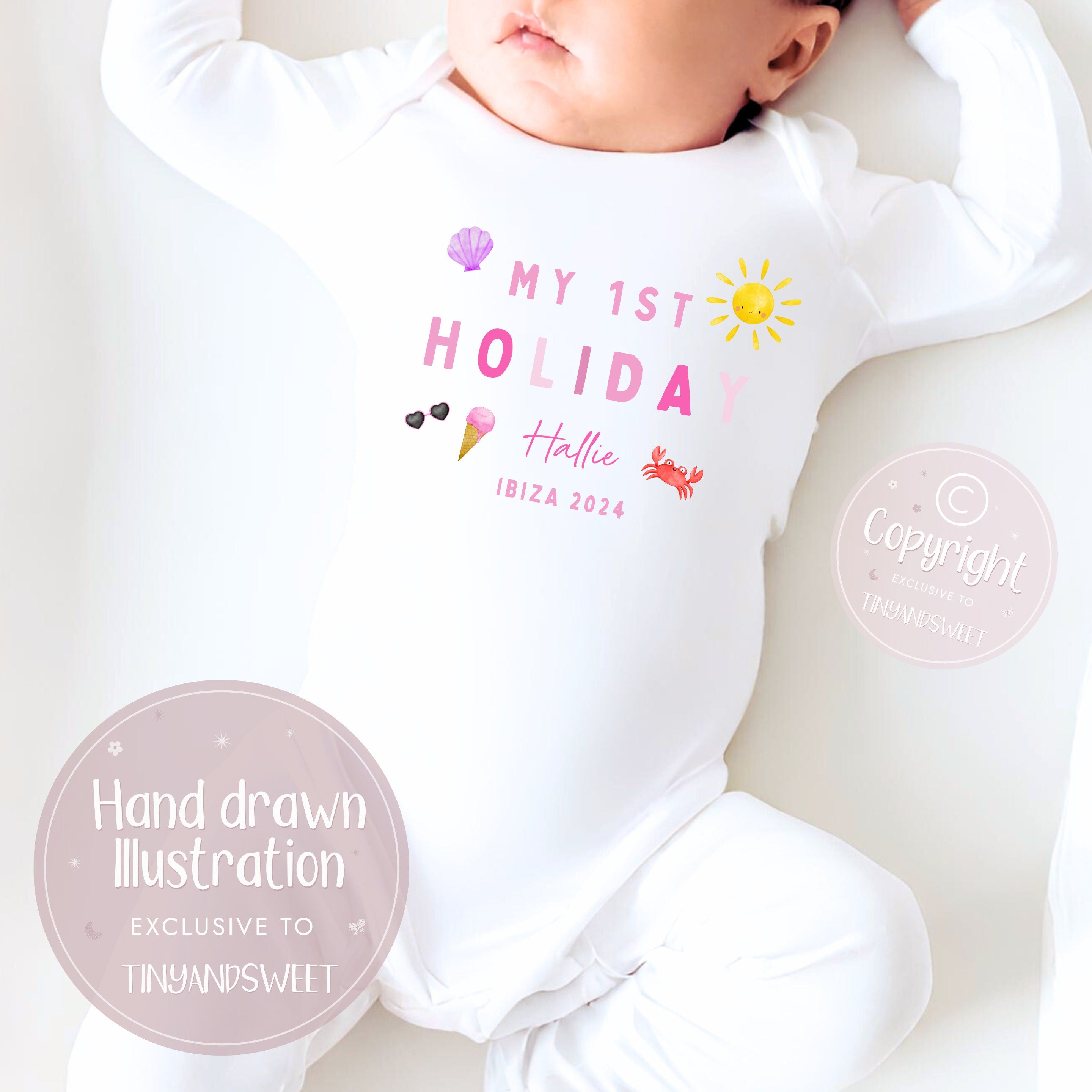 Personalised My First Holiday Toddler T Shirt, First Holiday Sleepsuit, First Holiday Vest, Babies First Holiday, First Time Flyer