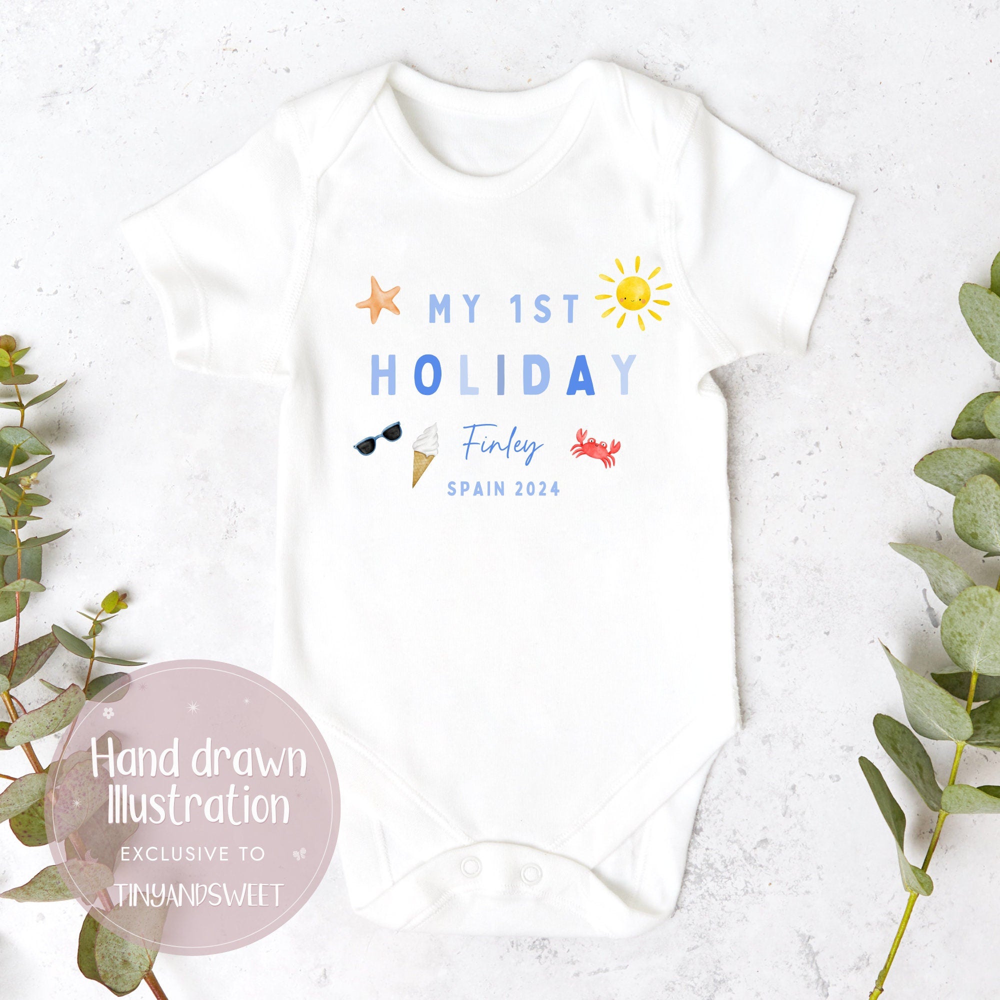 Personalised My First Holiday Toddler T Shirt, First Holiday Sleepsuit, First Holiday Vest, Babies First Holiday, First Time Flyer