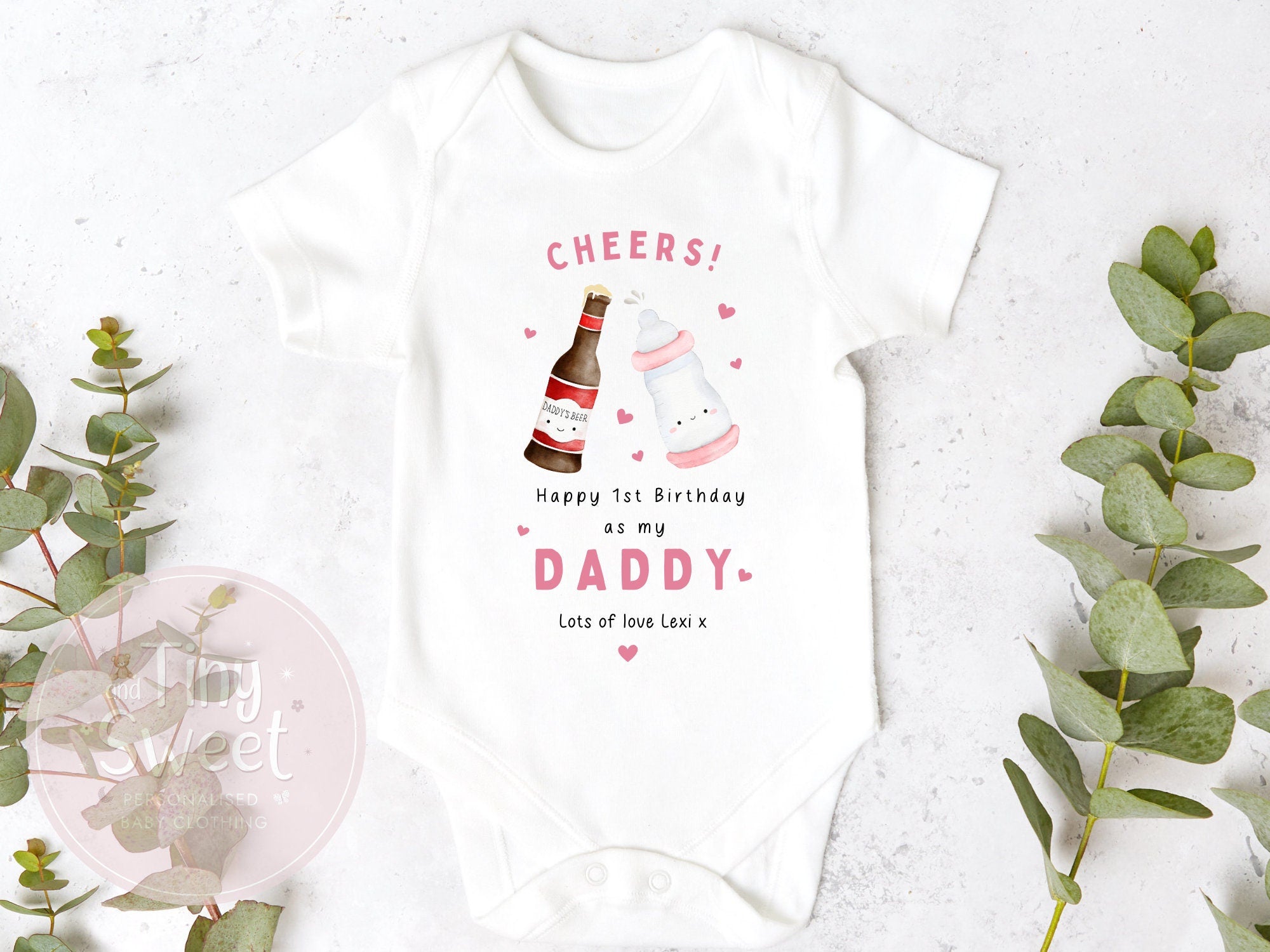 Happy Birthday Daddy, 1st Birthday as My Daddy, Cheers, New Dad Gift, Dad Birthday, Daddy Birthday, Sleepsuit Babygrow Bodysuit Dad Birthday