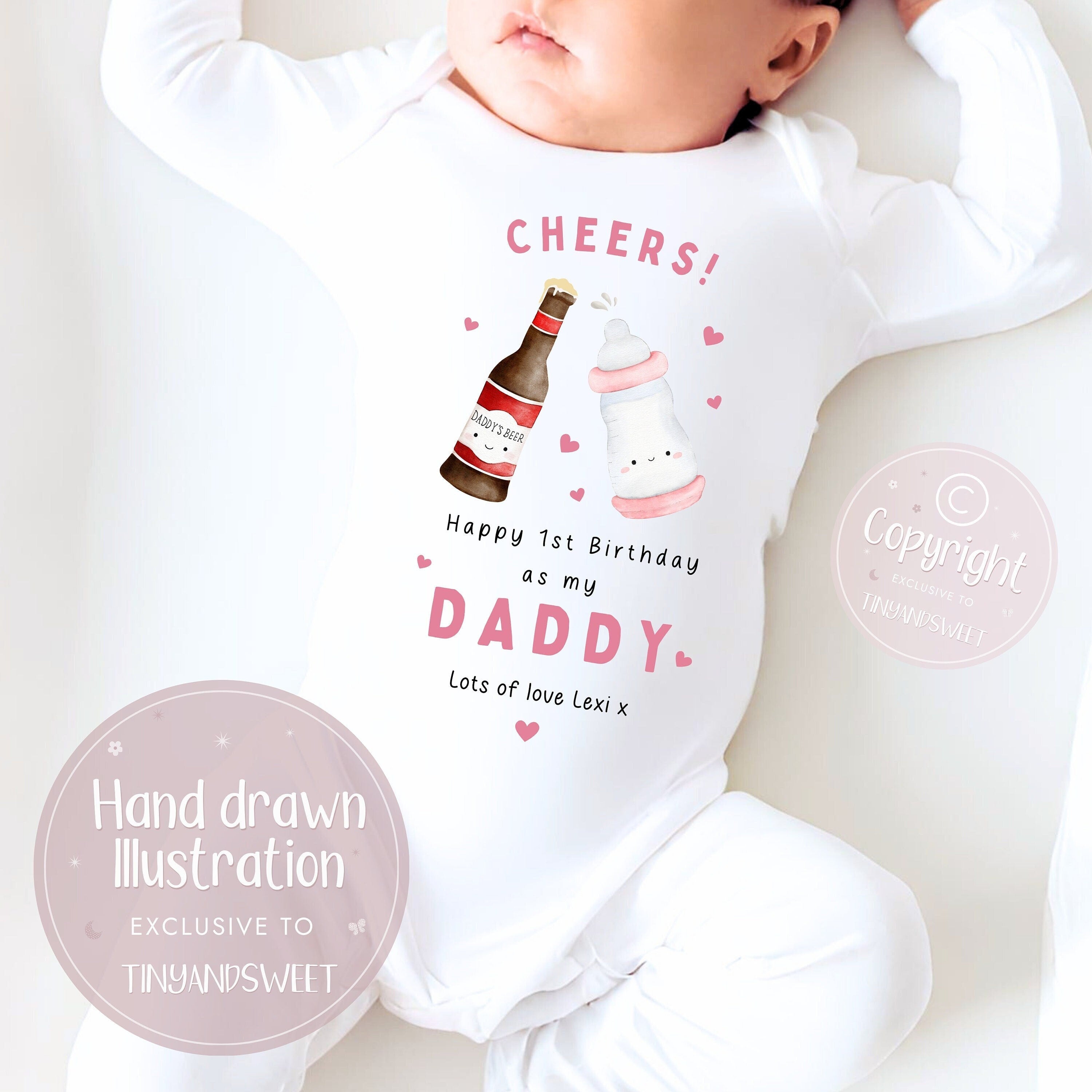 Happy Birthday Daddy, 1st Birthday as My Daddy, Cheers, New Dad Gift, Dad Birthday, Daddy Birthday, Sleepsuit Babygrow Bodysuit Dad Birthday