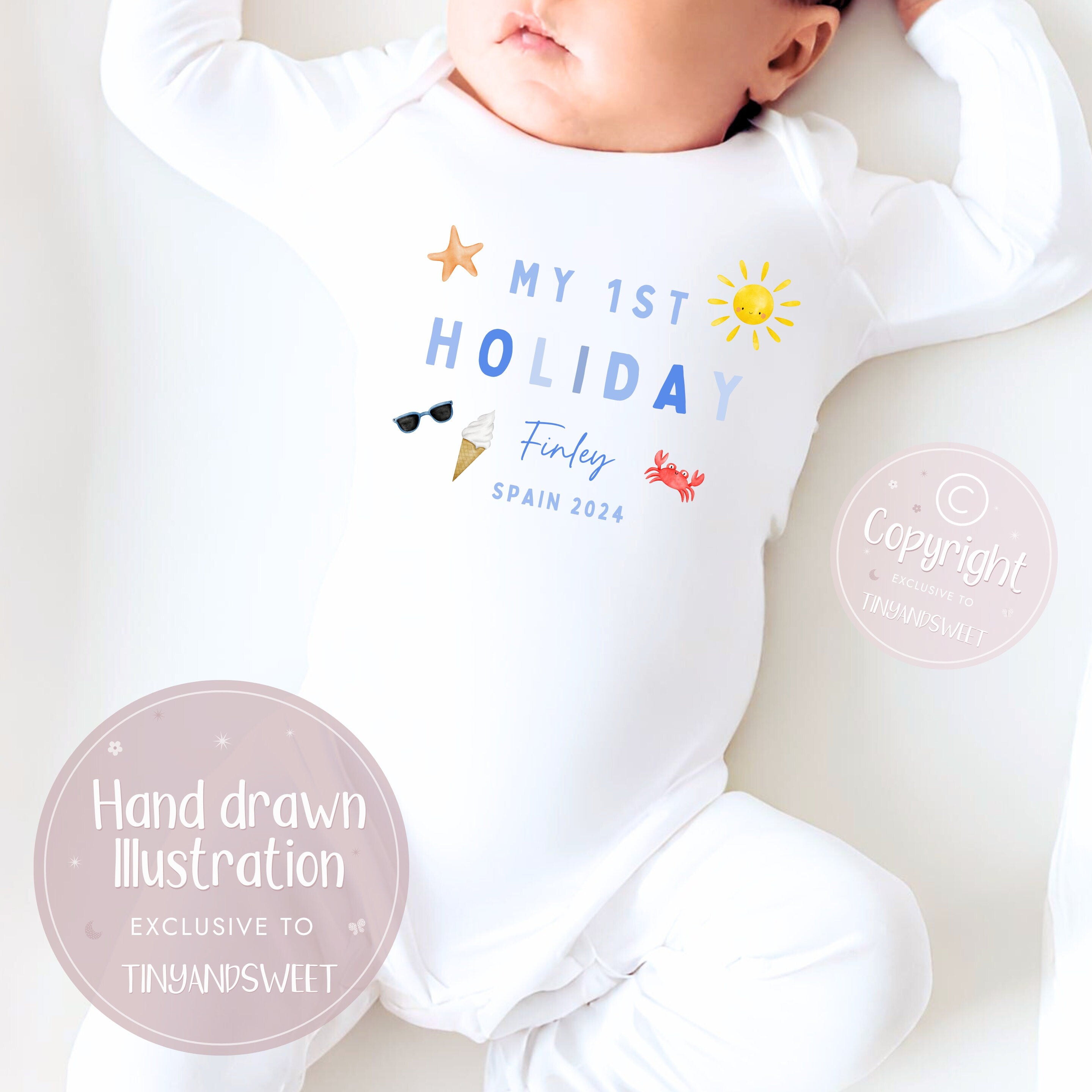 Personalised My First Holiday Toddler T Shirt, First Holiday Sleepsuit, First Holiday Vest, Babies First Holiday, First Time Flyer