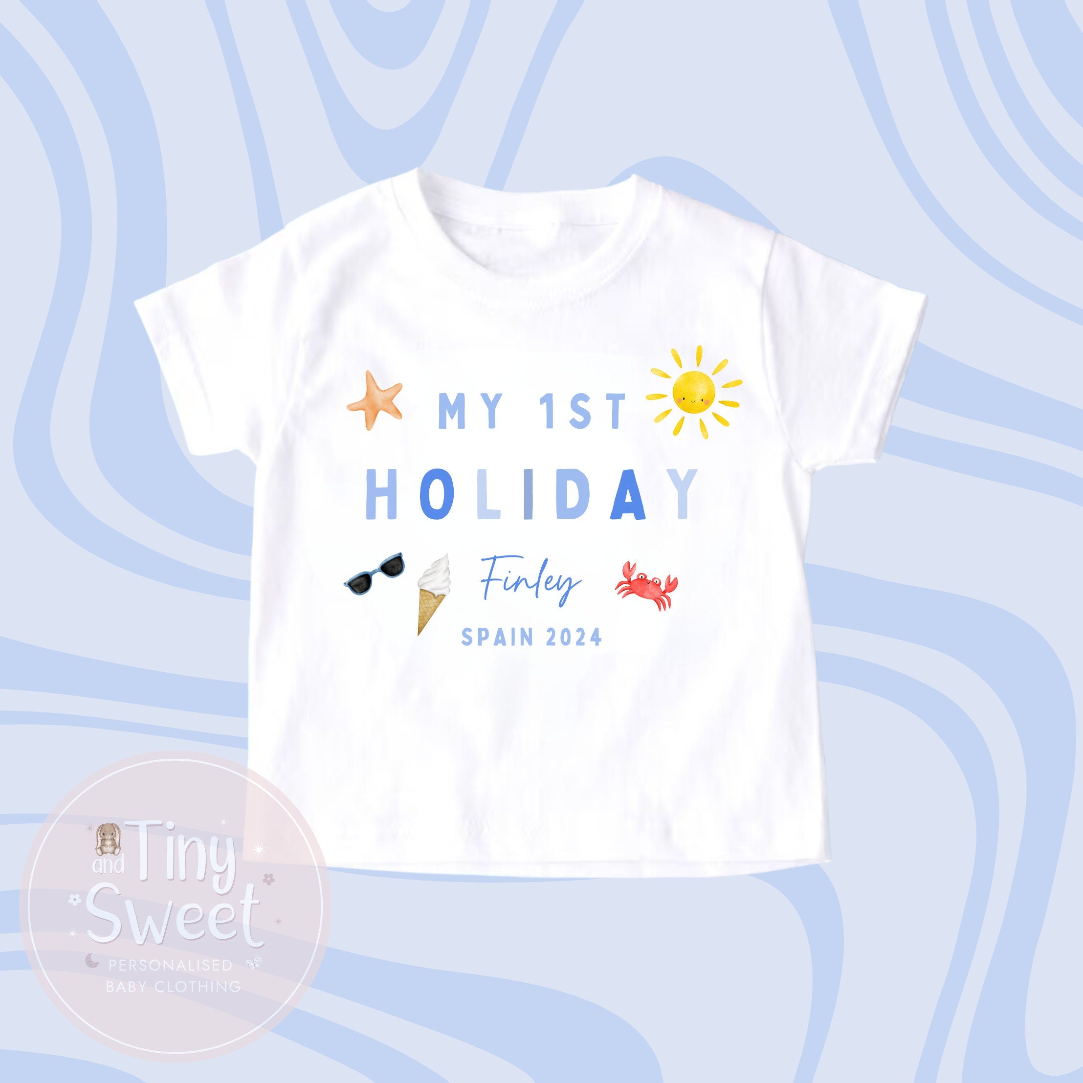 Personalised My First Holiday Toddler T Shirt, First Holiday Sleepsuit, First Holiday Vest, Babies First Holiday, First Time Flyer