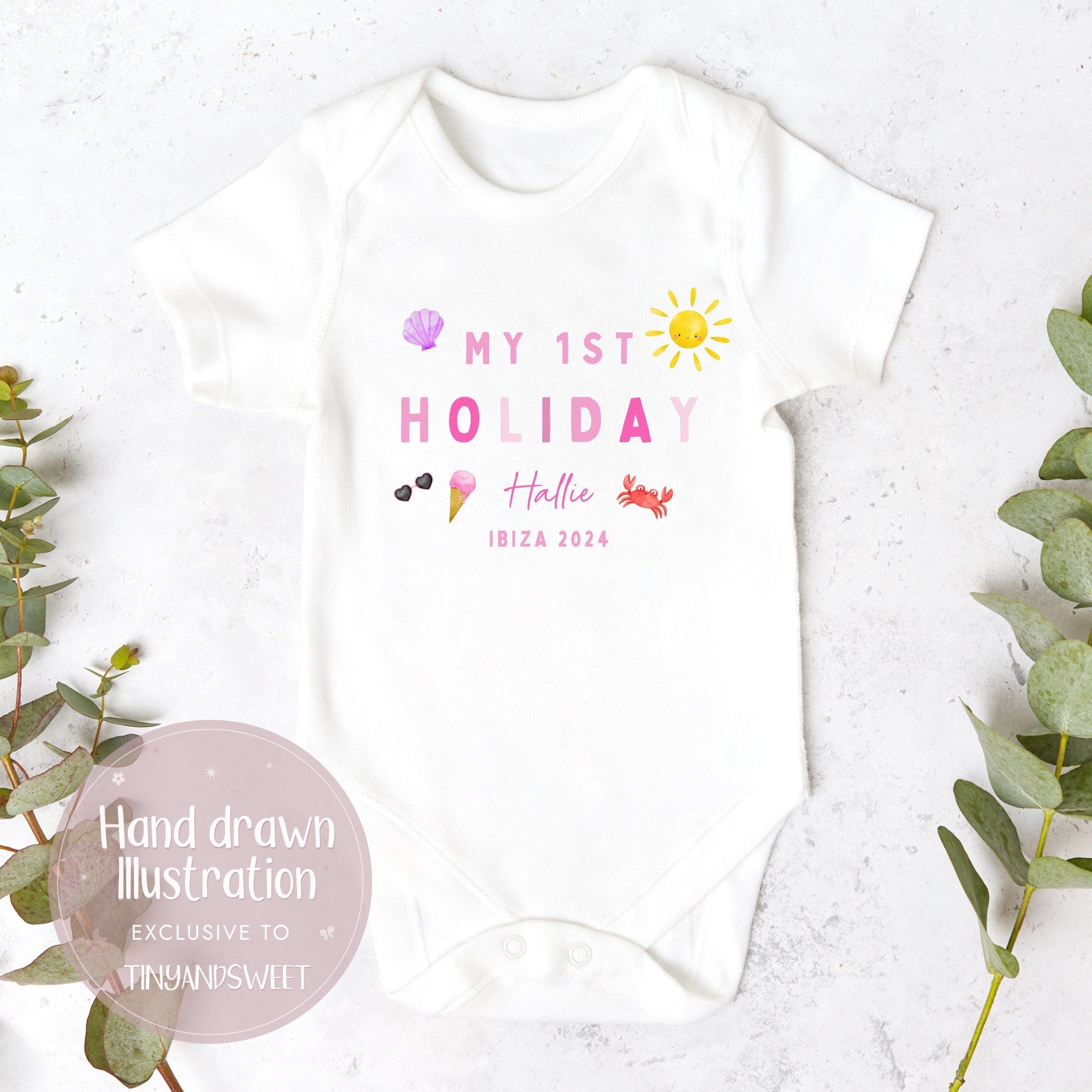 Personalised My First Holiday Toddler T Shirt, First Holiday Sleepsuit, First Holiday Vest, Babies First Holiday, First Time Flyer