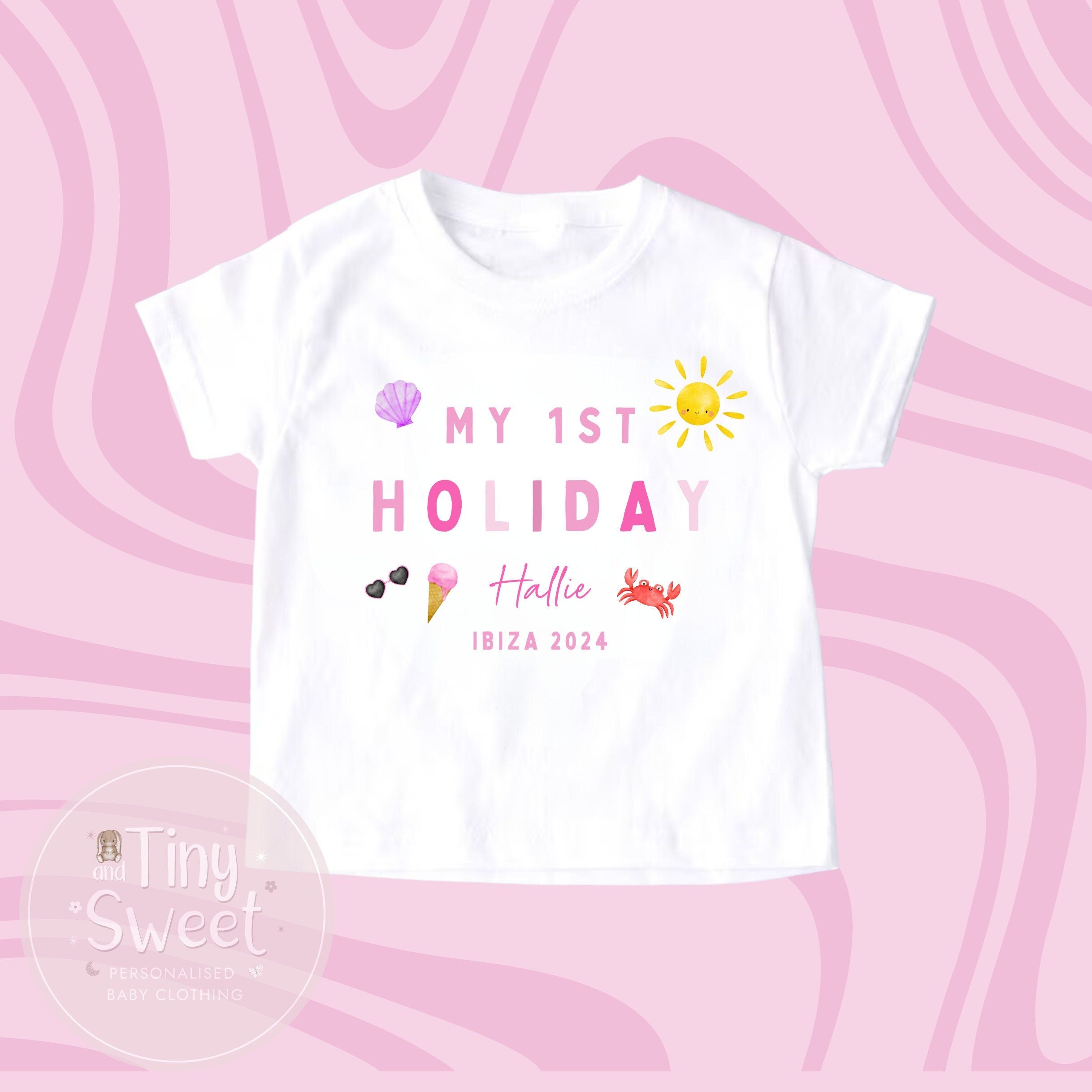 Personalised My First Holiday Toddler T Shirt, First Holiday Sleepsuit, First Holiday Vest, Babies First Holiday, First Time Flyer