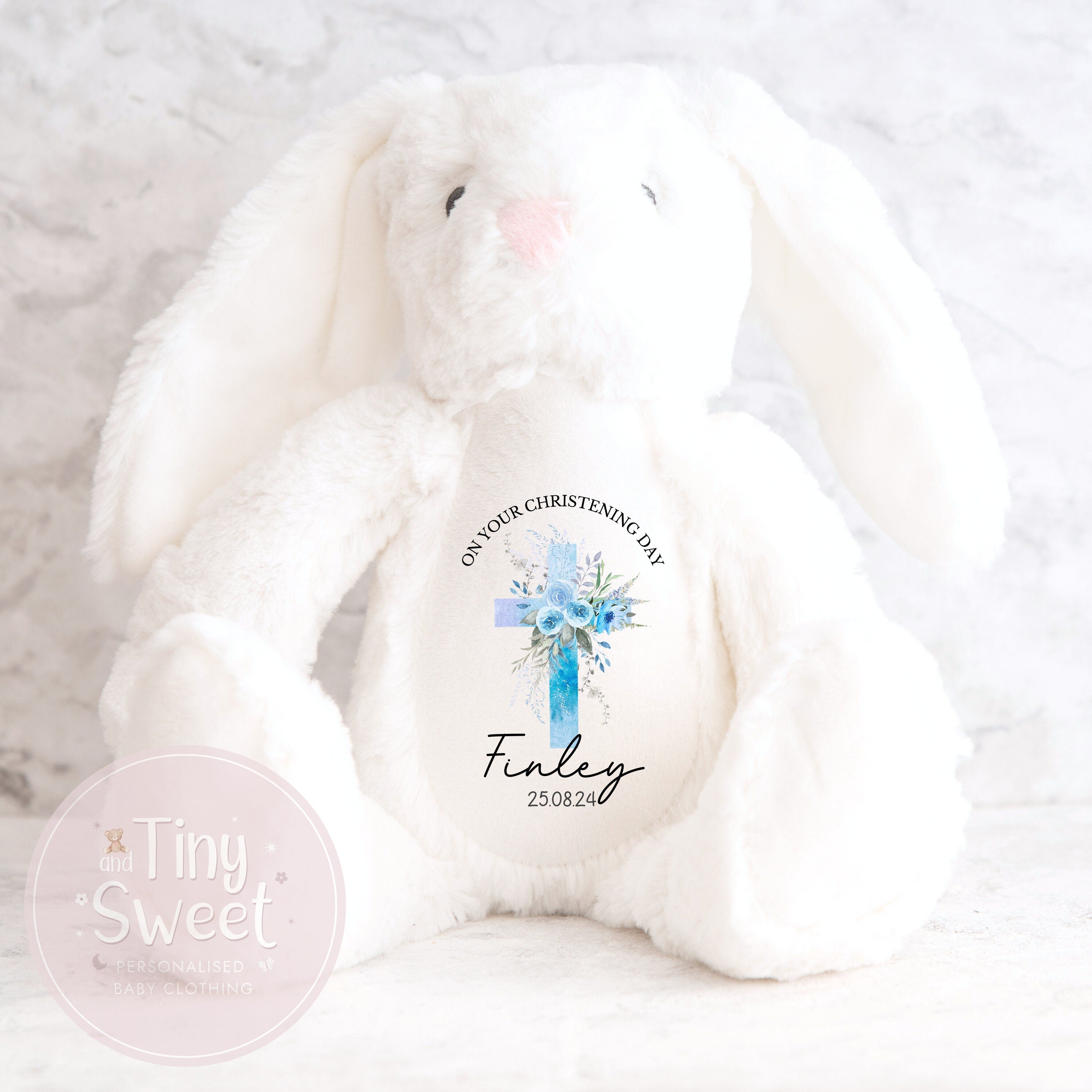 Personalised Christening Bunny, Christening Gift, Christening Keepsake, Personalised Christening Gifts, Baptism Gift, New Baby Gift