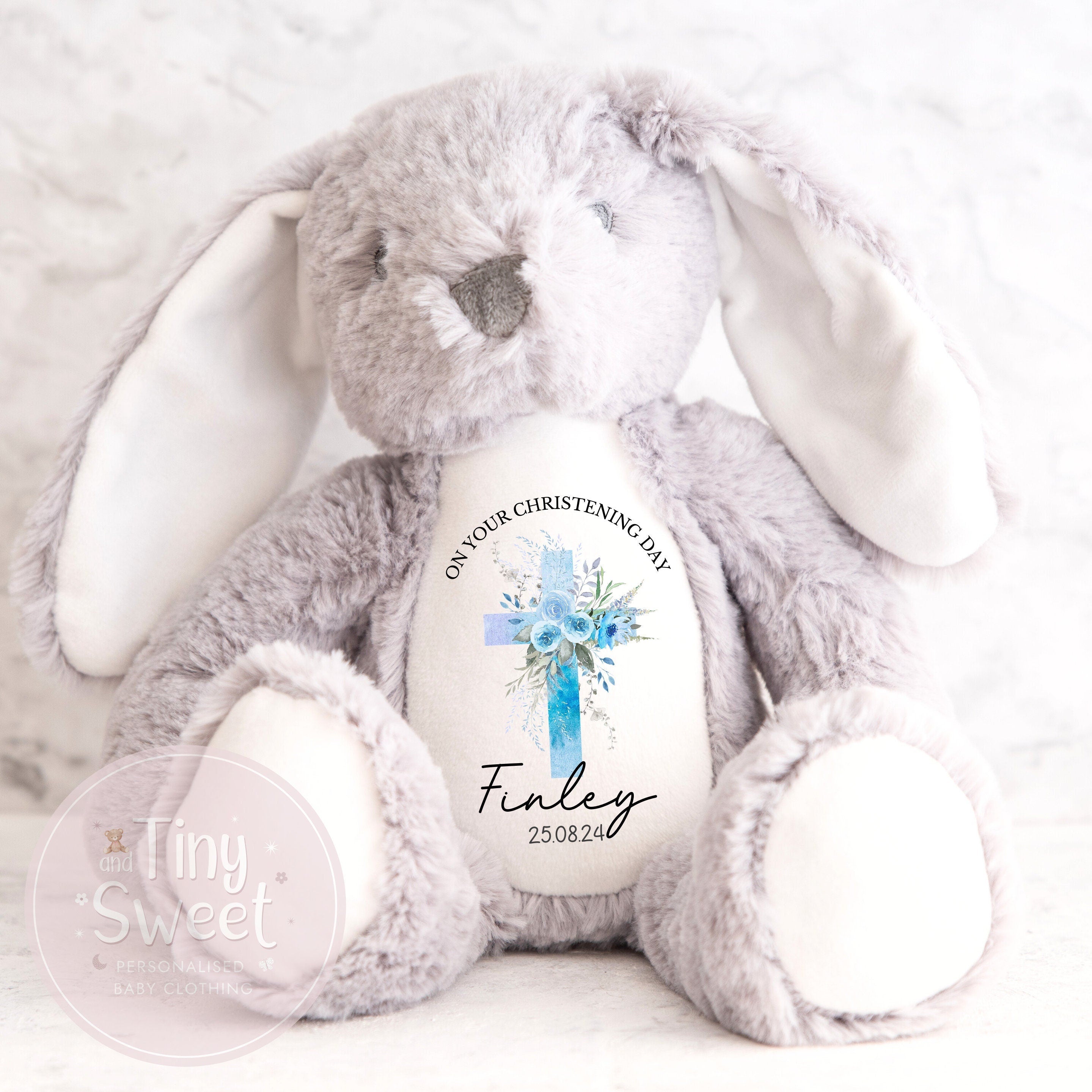 Personalised Christening Bunny, Christening Gift, Christening Keepsake, Personalised Christening Gifts, Baptism Gift, New Baby Gift