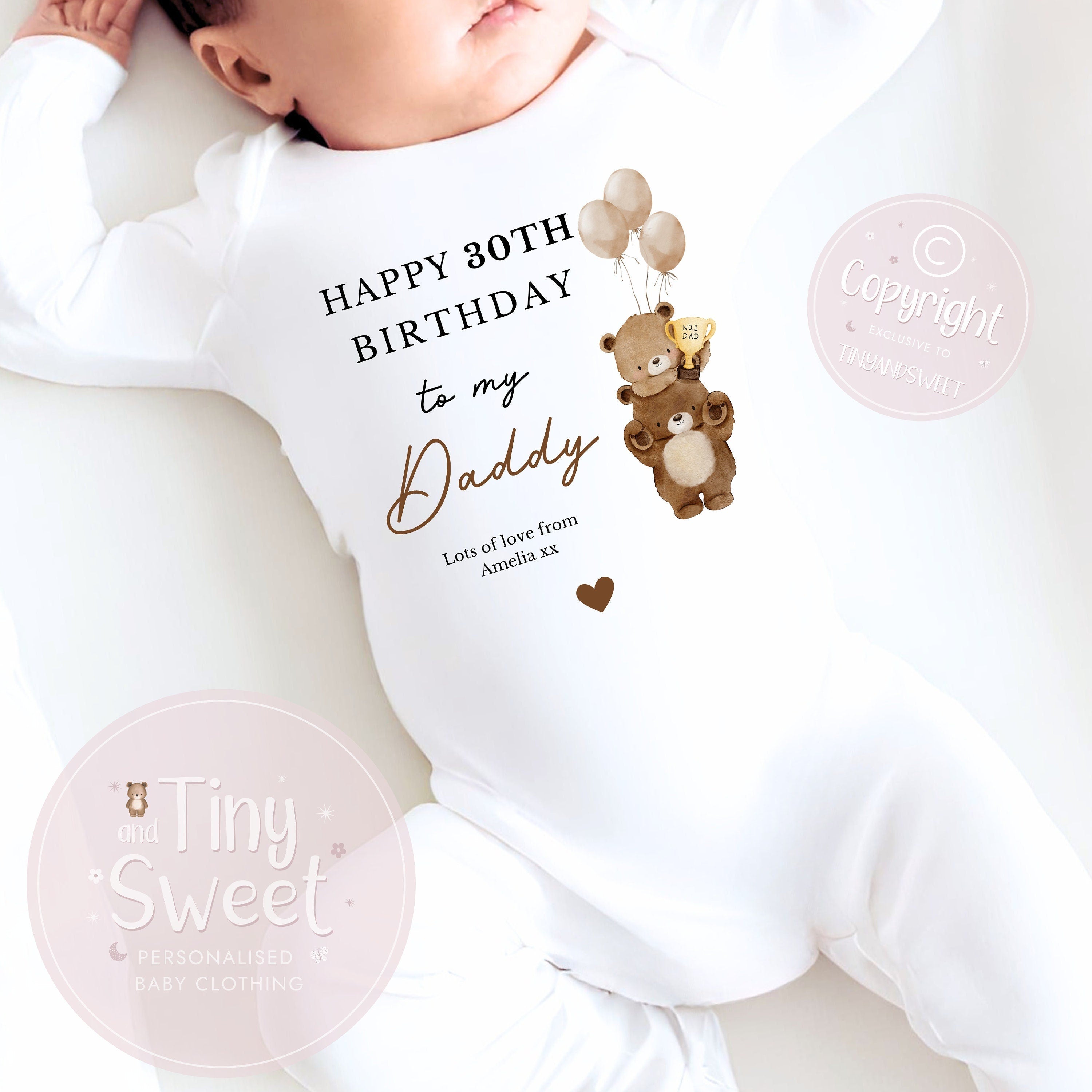 Happy 30th Birthday Daddy, 30th Birthday, My Daddy, New Dad Gift, 30th Dad Birthday, Daddy Birthday, Sleepsuit Babygrow Bodysuit Dad