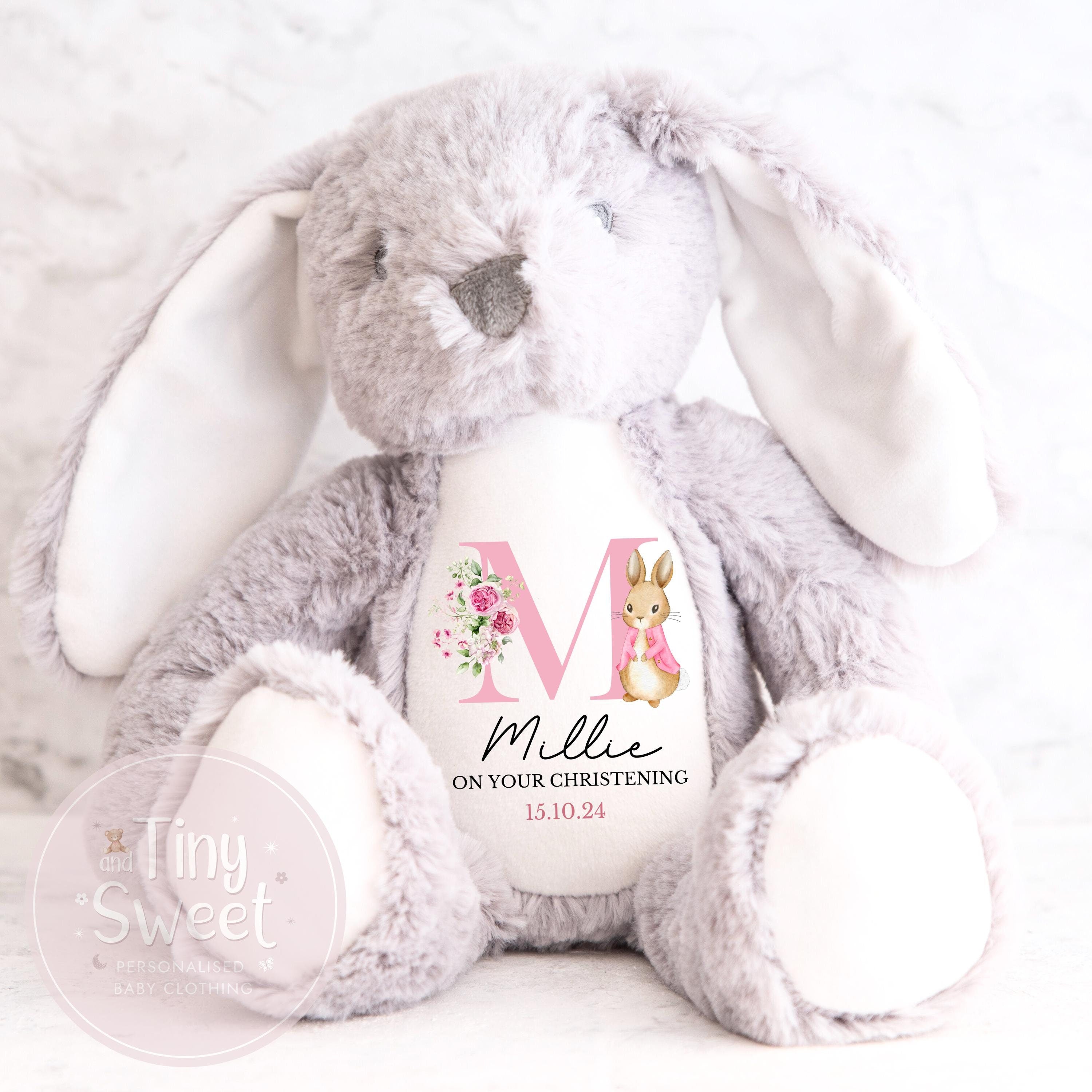 Personalised Christening Bunny, Christening Gift, Christening Keepsake, Personalised Christening Gifts, Baptism Gift, New Baby Gift