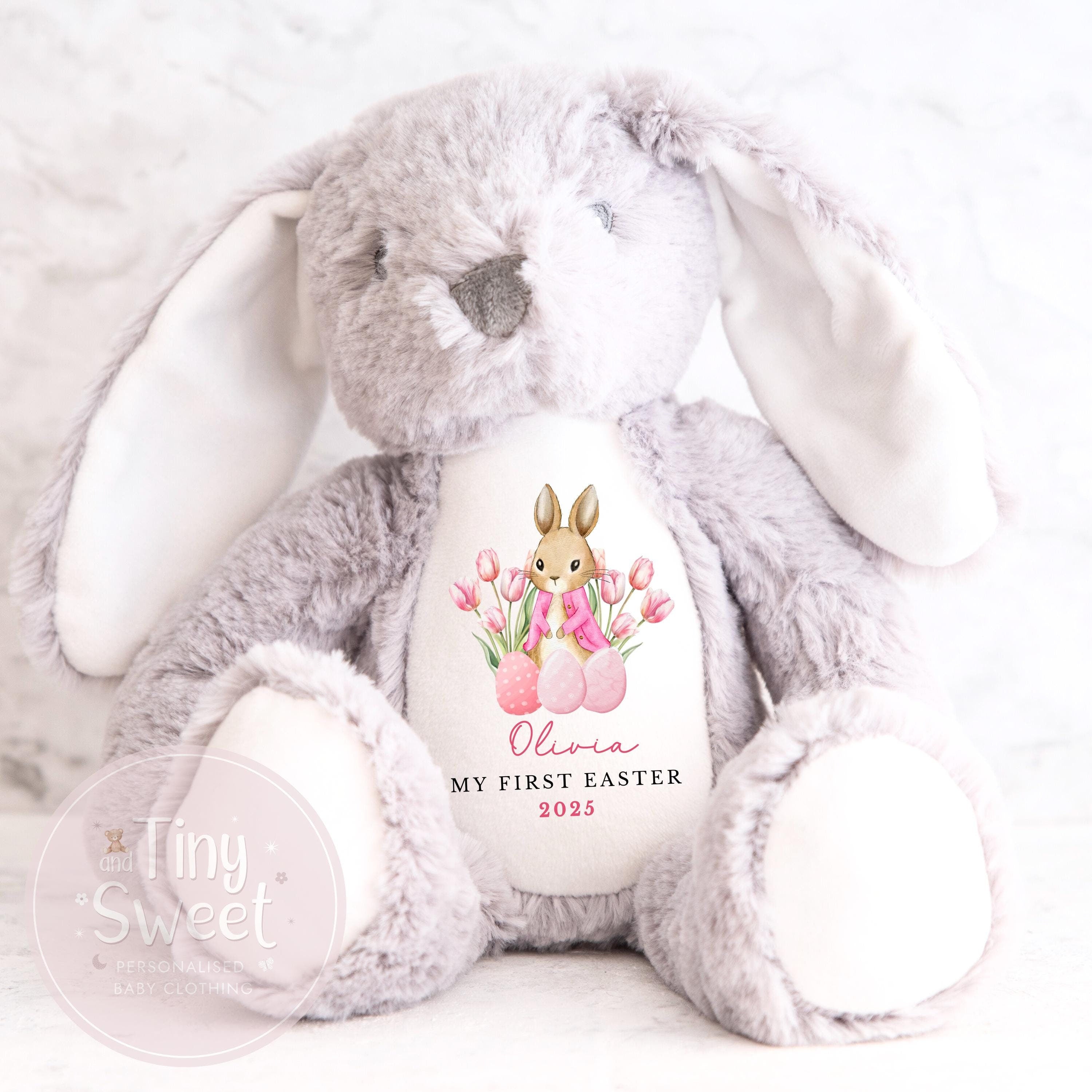 My First Easter Gift, 1st Easter Gift, Easter Bunny Toy, Personalised Easter Bunny, Soft Toy Keepsake, Name Bunny, Grandson Gift