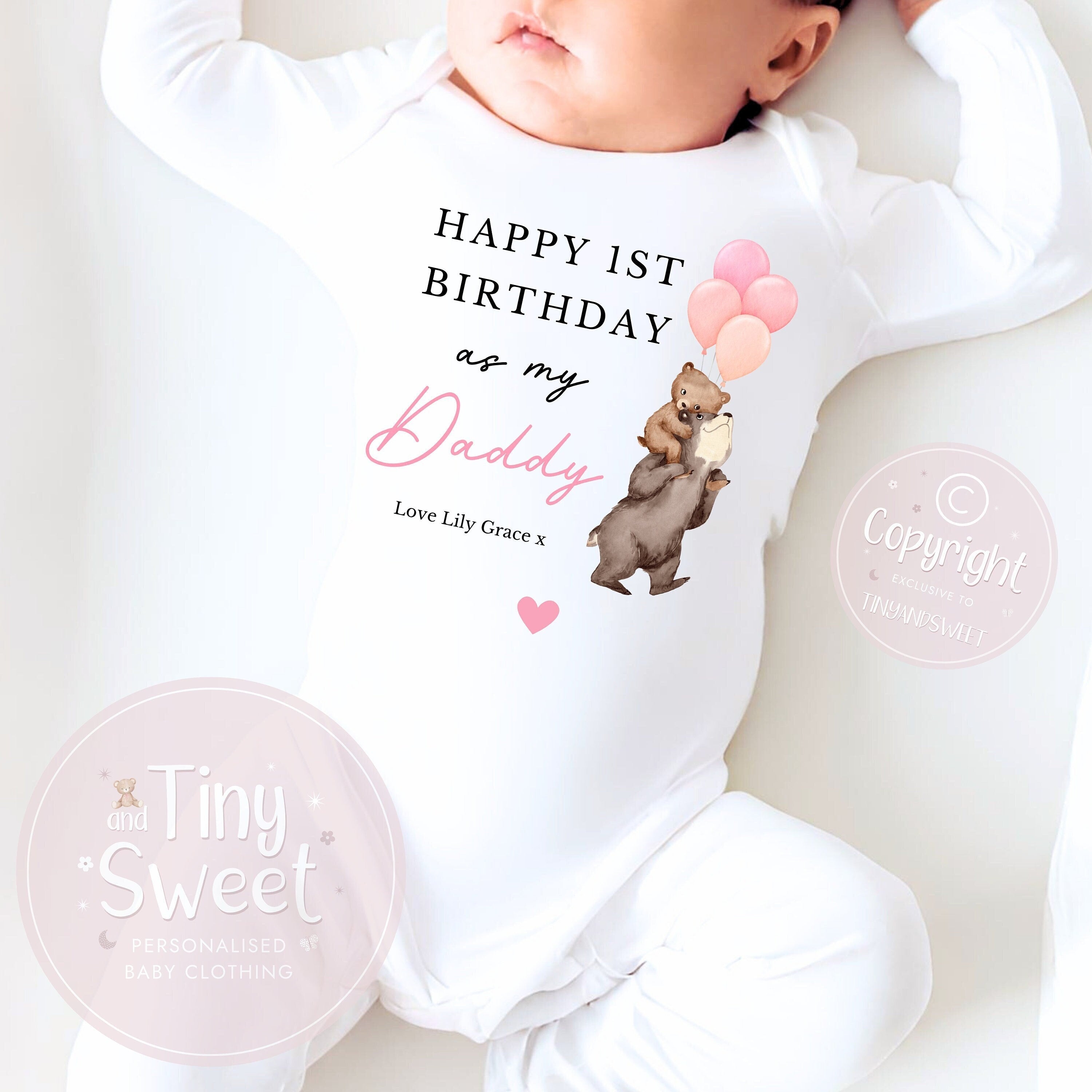 Happy Birthday Daddy, 1st Birthday as My Daddy, New Dad Gift, Dad Birthday, Daddy Birthday, Sleepsuit Babygrow Bodysuit Dad Birthday