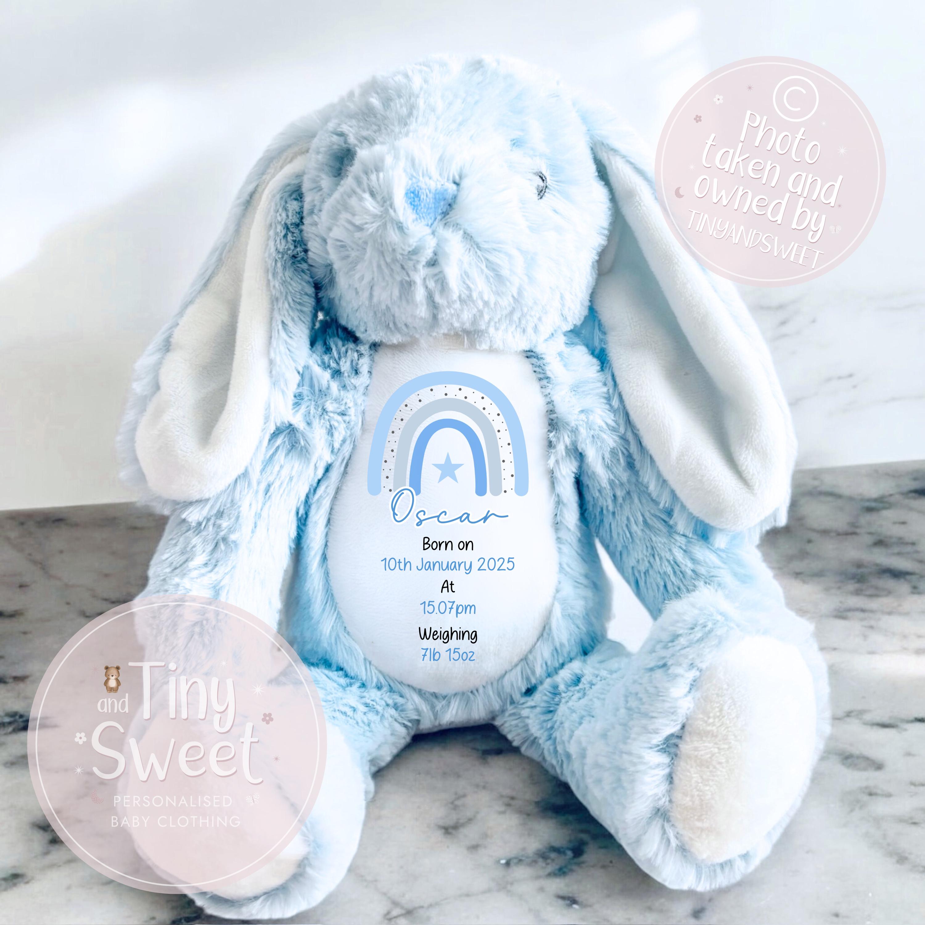 Personalised New Baby Gift, Beige New Baby Soft Toy, New baby gift, Newborn Gift, Baby Keepsake, Baby shower gift, Birth stats, Teddy, Bunny