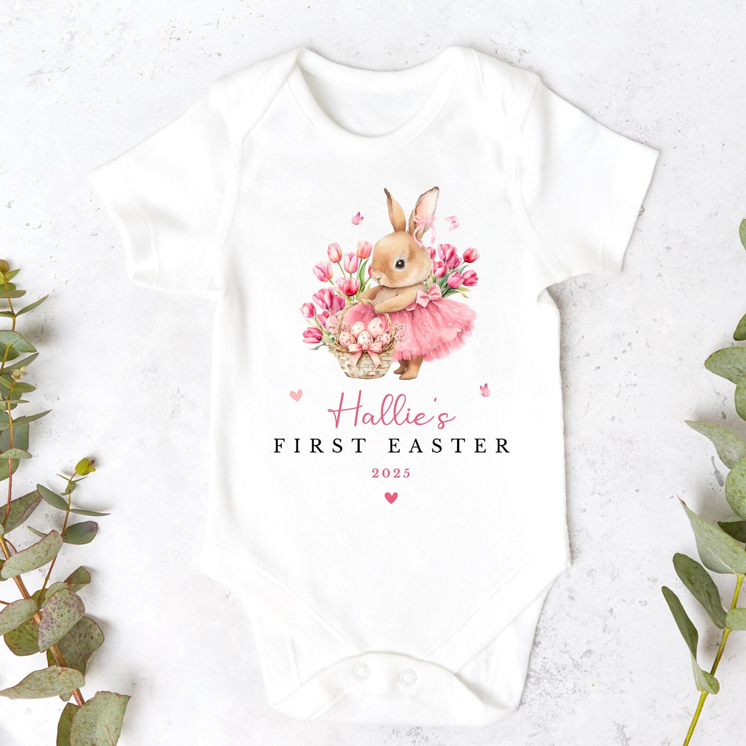 Pink First Easter Ballerina Bunny Personalised Sleepsuit
