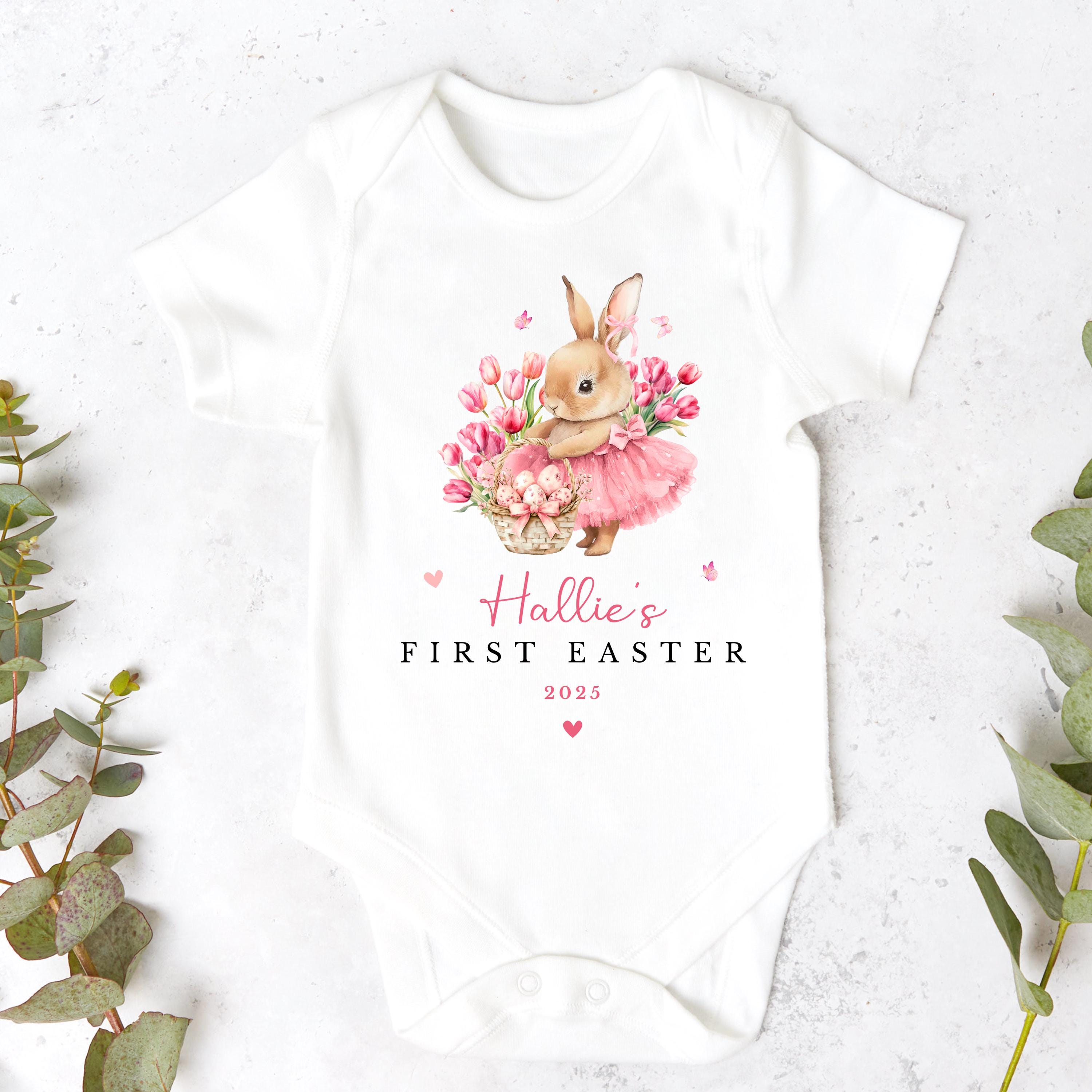 Pink First Easter Ballerina Bunny Personalised Sleepsuit
