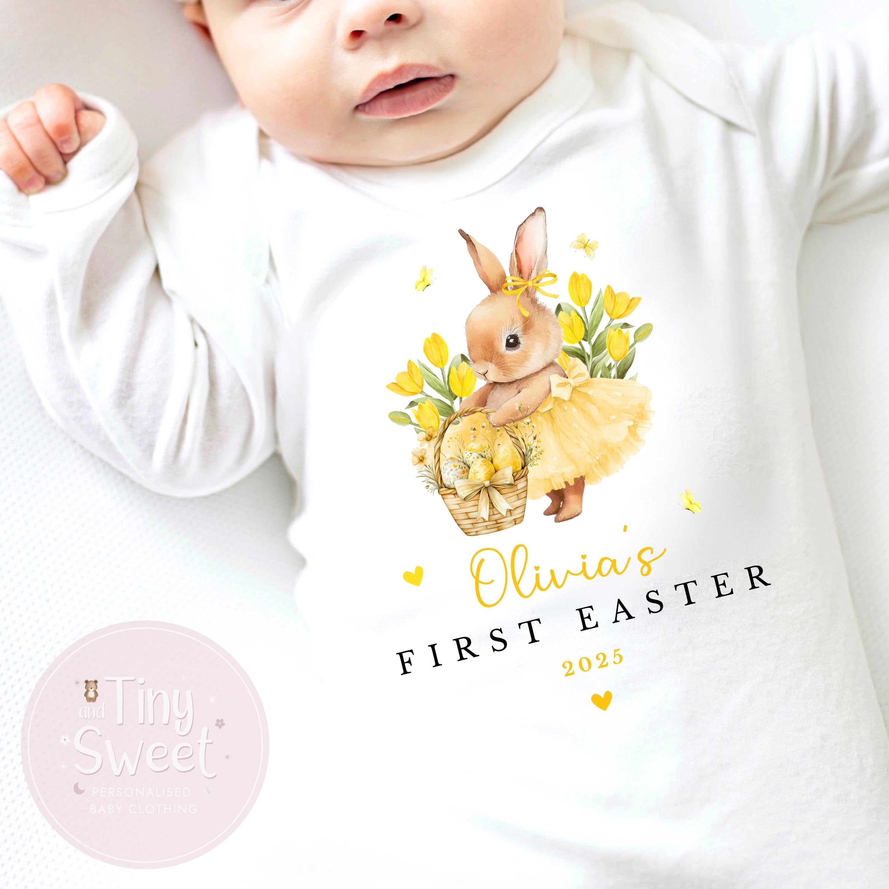 Easter Babygrow, 1st Easter, My First Easter, Babies first Easter sleepsuit, Beige Easter baby outfit, New baby gift