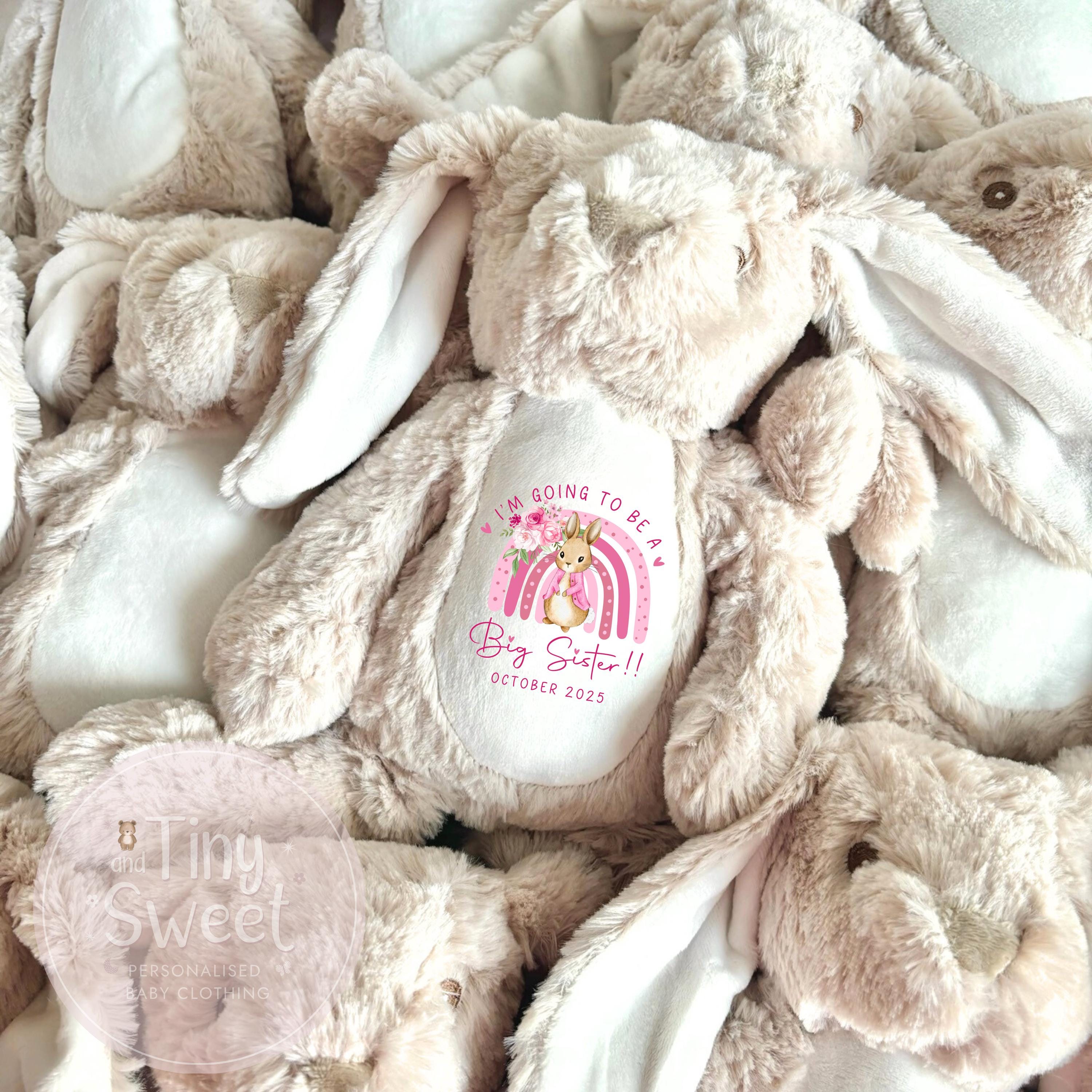 Personalised Big Sister Gift, Big Sister Announcement, New Baby Soft Toy, New baby gift, Newborn Gift, Baby Keepsake, Baby shower gift