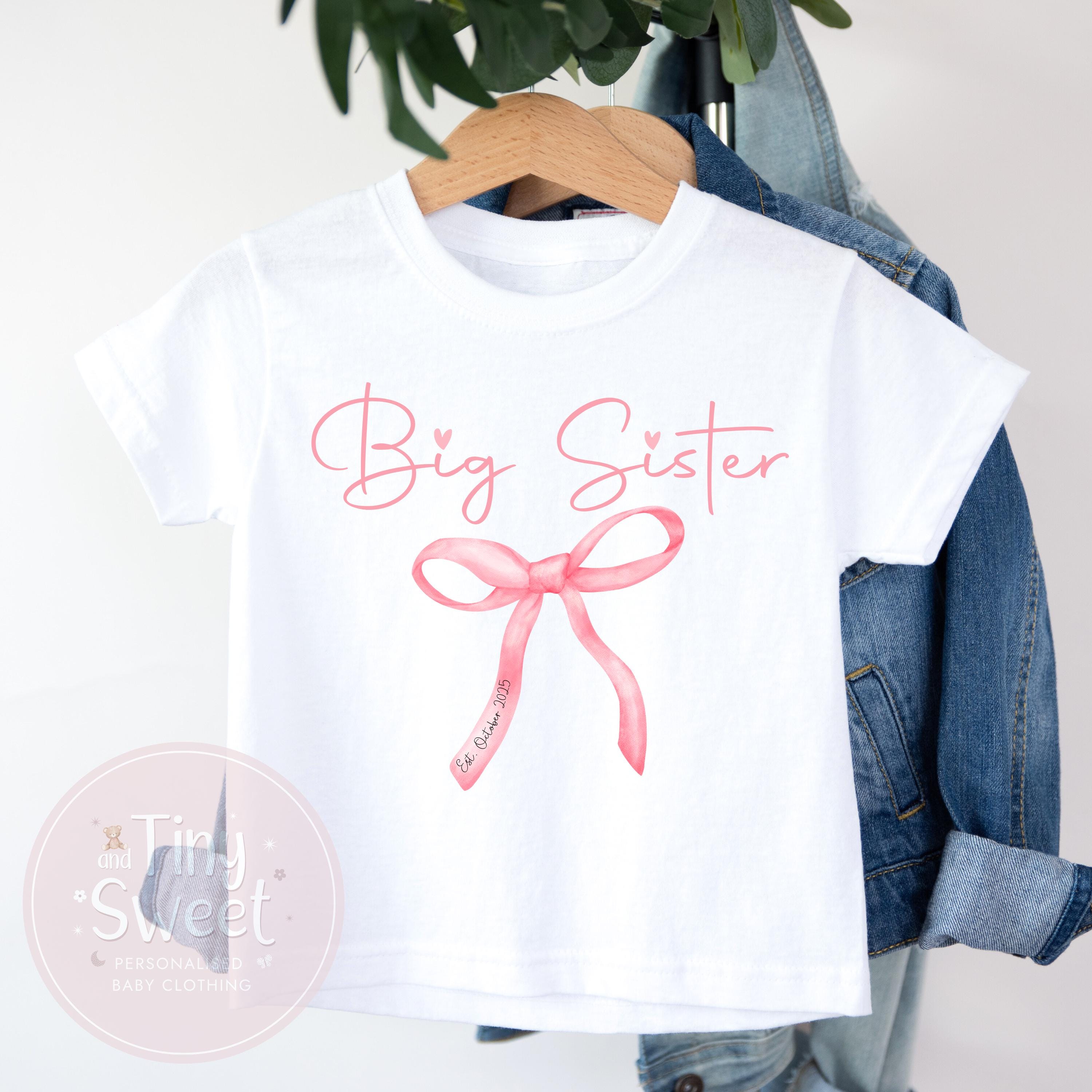 Big Sister TShirt, Big Sister, Pastel Big Sister T Shirt, Coquette Bow Big Sister Top, Big Sister Gift, Pregnancy Announcement