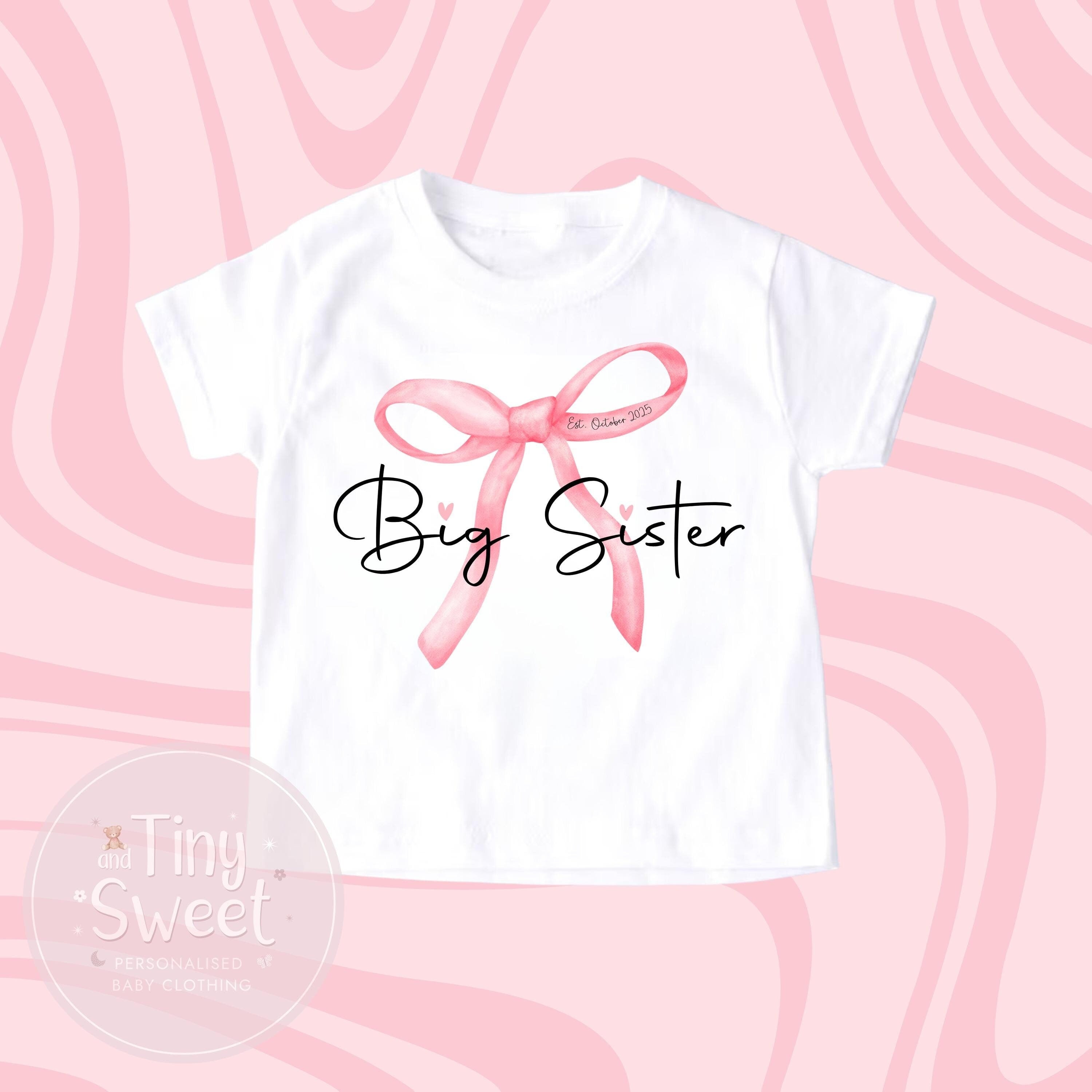 Big Sister TShirt, Big Sister, Pastel Big Sister T Shirt, Coquette Bow Big Sister Top, Big Sister Gift, Pregnancy Announcement