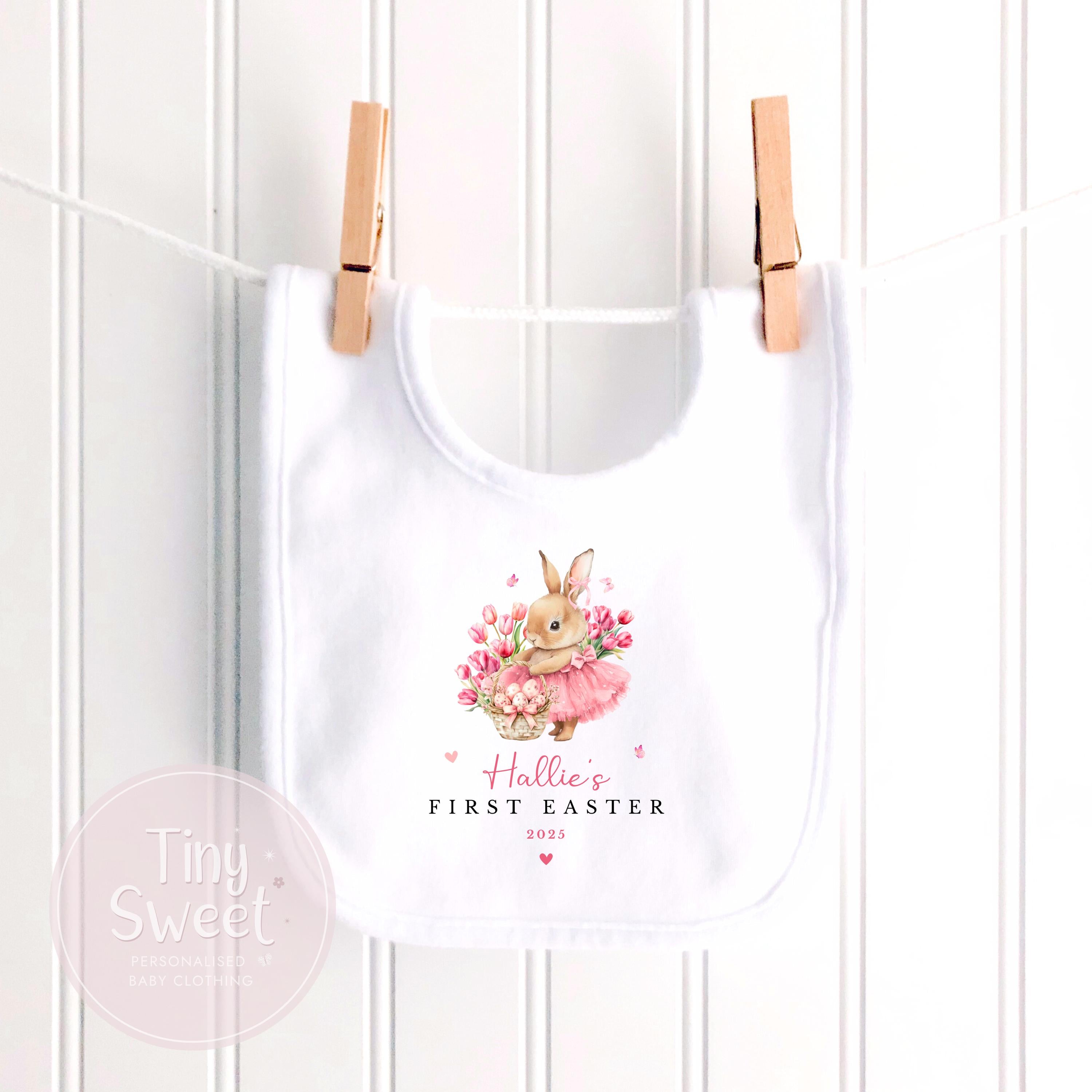 Pink First Easter Ballerina Bunny Personalised Sleepsuit